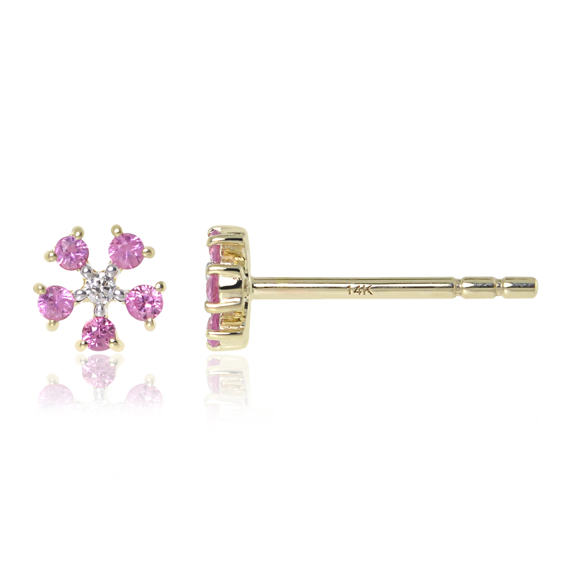 Gemstone 14K Daisy Stud