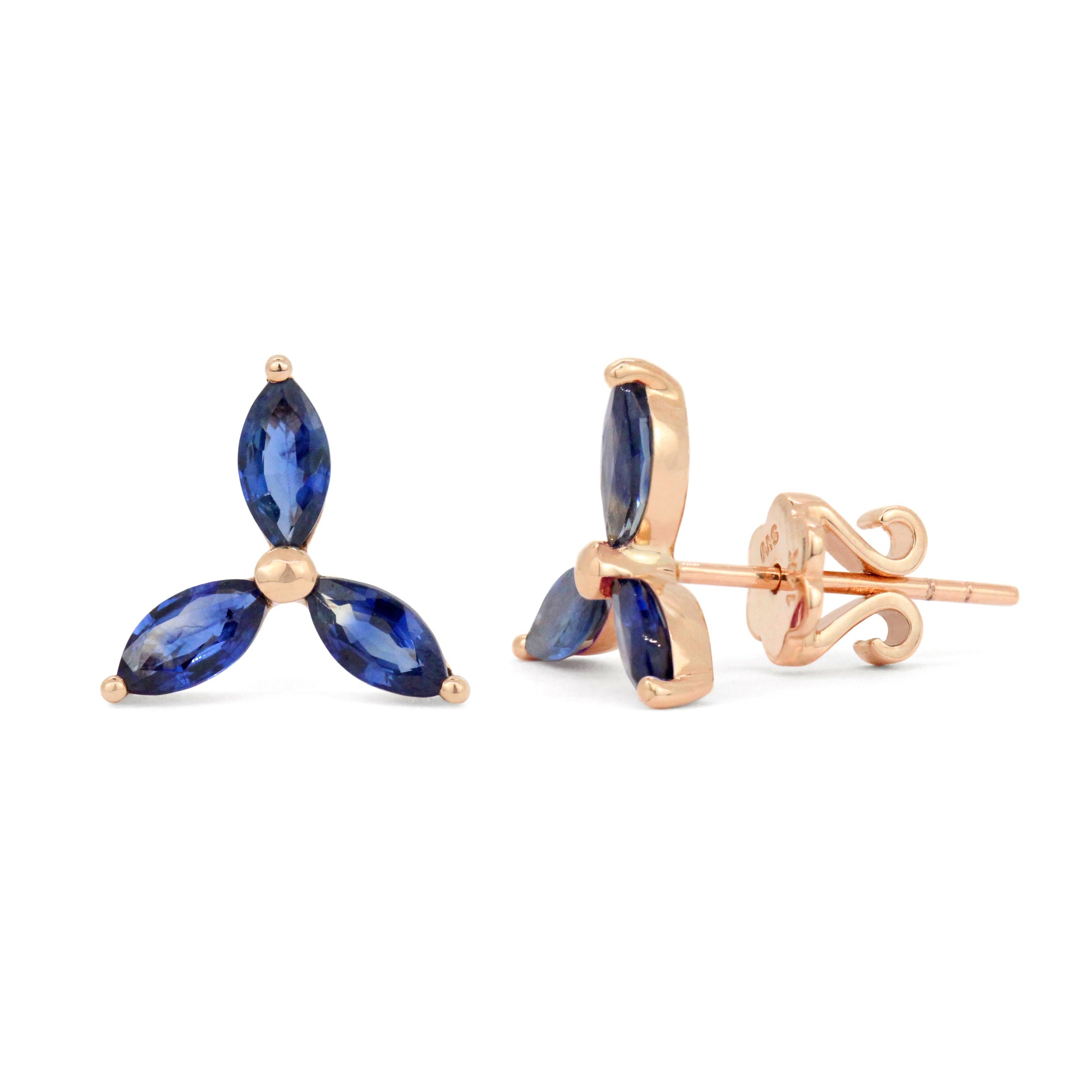 Pendientes de flor de marqués de 14 quilates con piedras preciosas