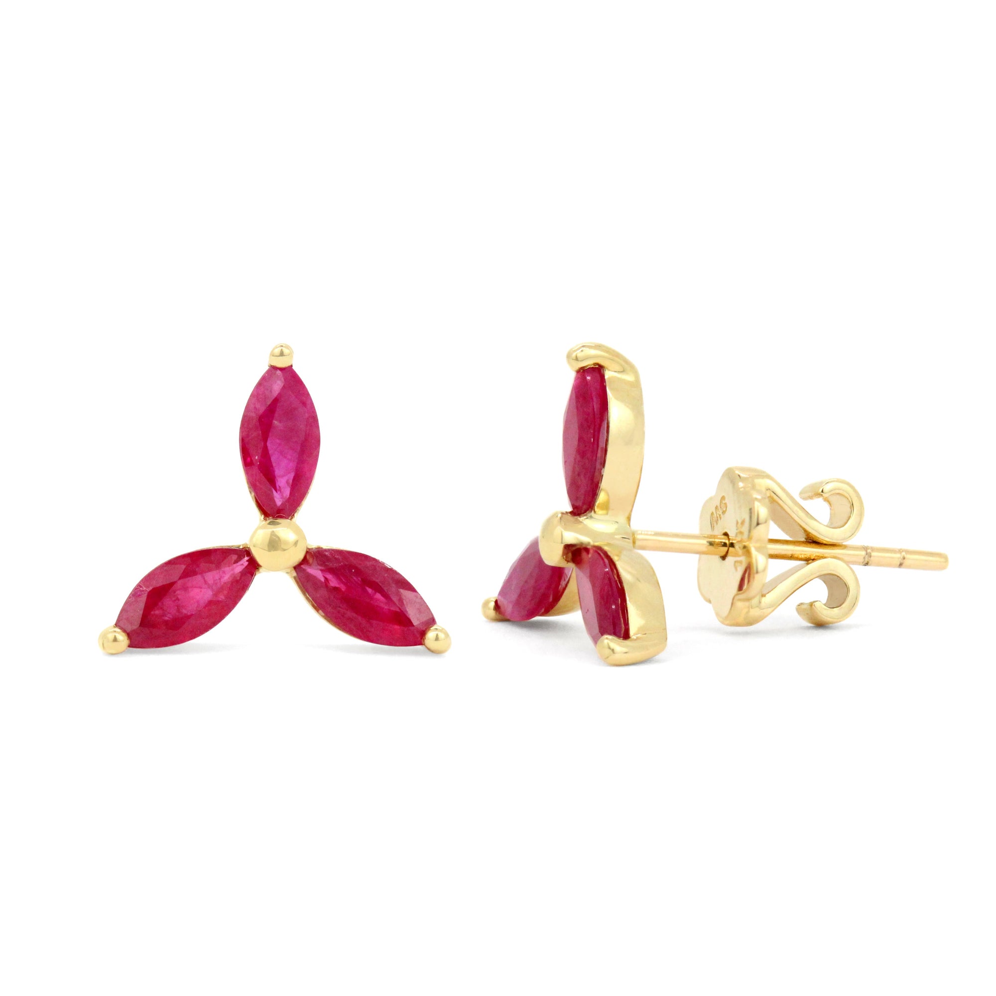 Pendientes de flor de marqués de 14 quilates con piedras preciosas