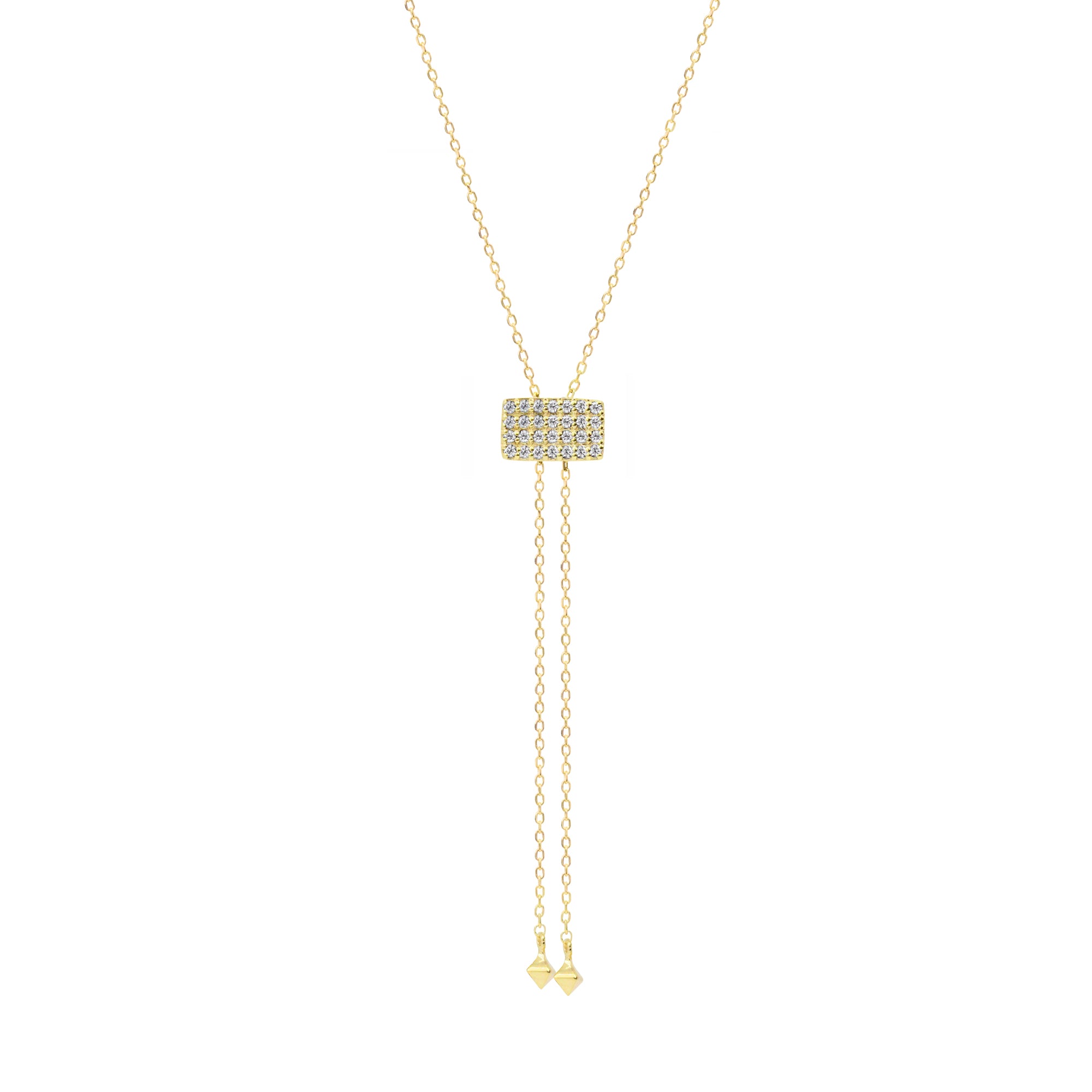 Diamond 14K Geometric Lariat Necklace
