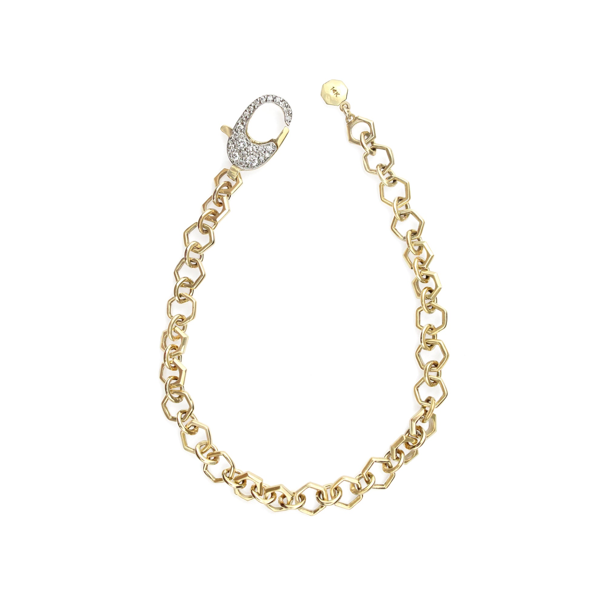 Diamond 14K Honeycomb Chain Bracelet