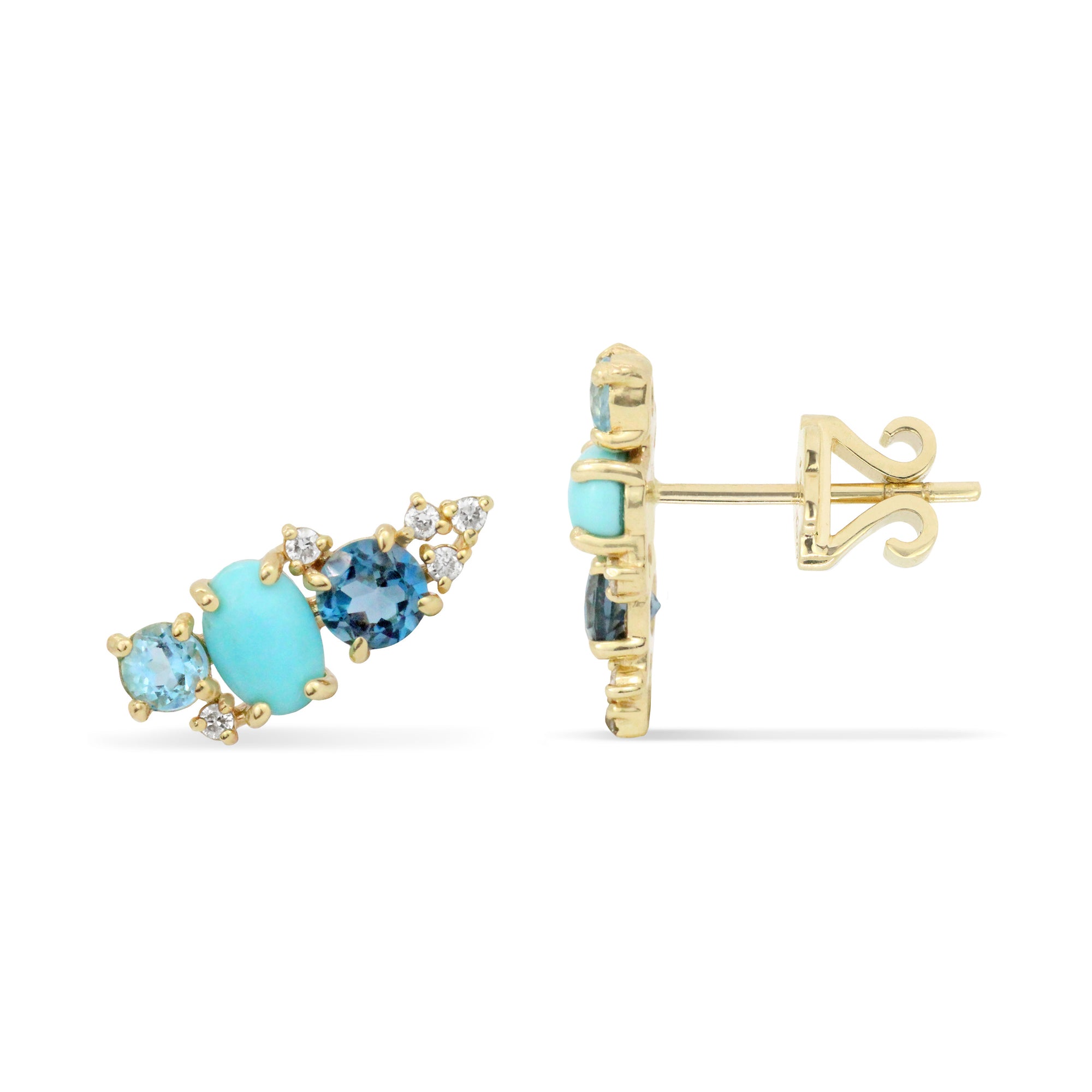 Gemstone & Diamond 14K Mini Ear Climber, Left