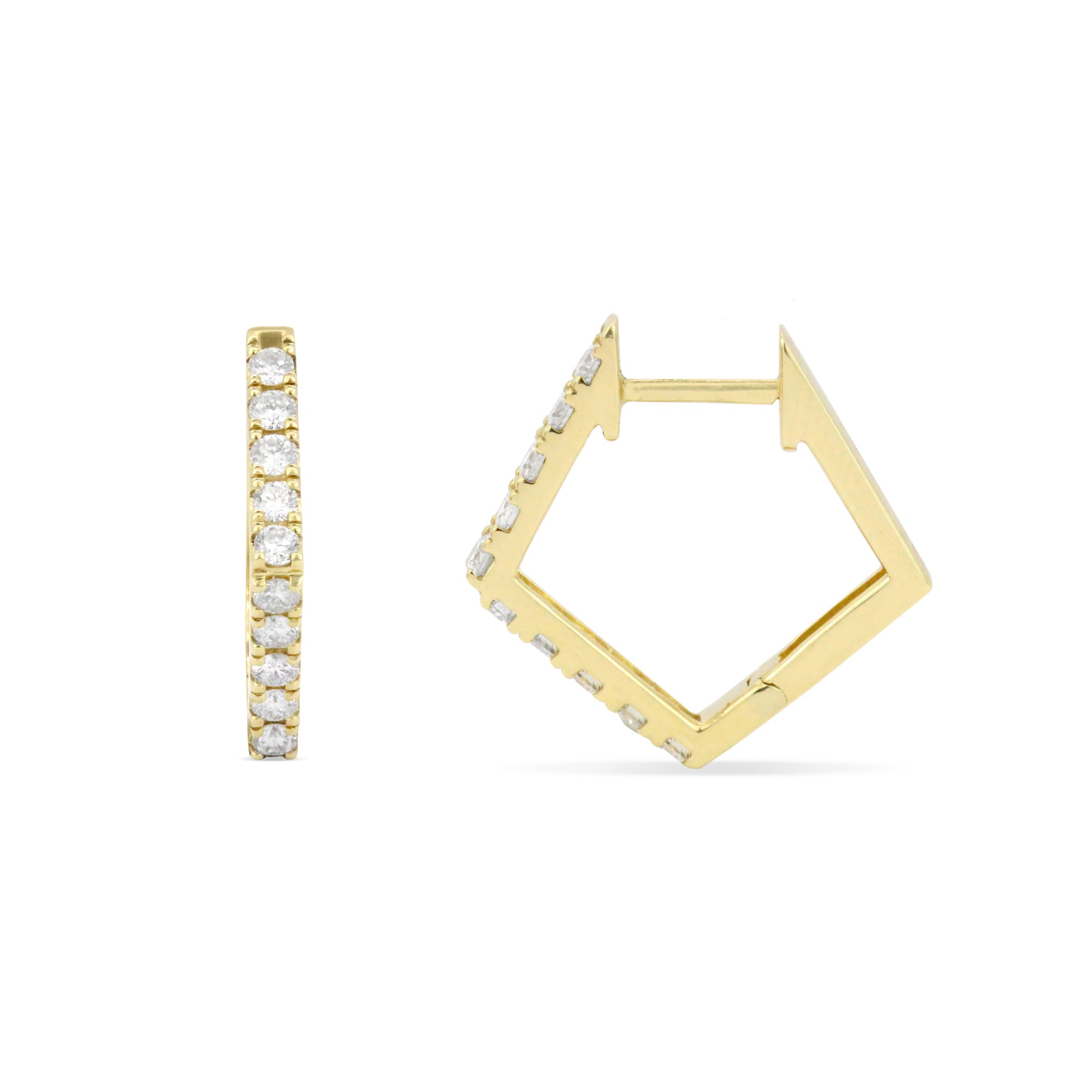 Gemstone 14K Pentagon Hoops
