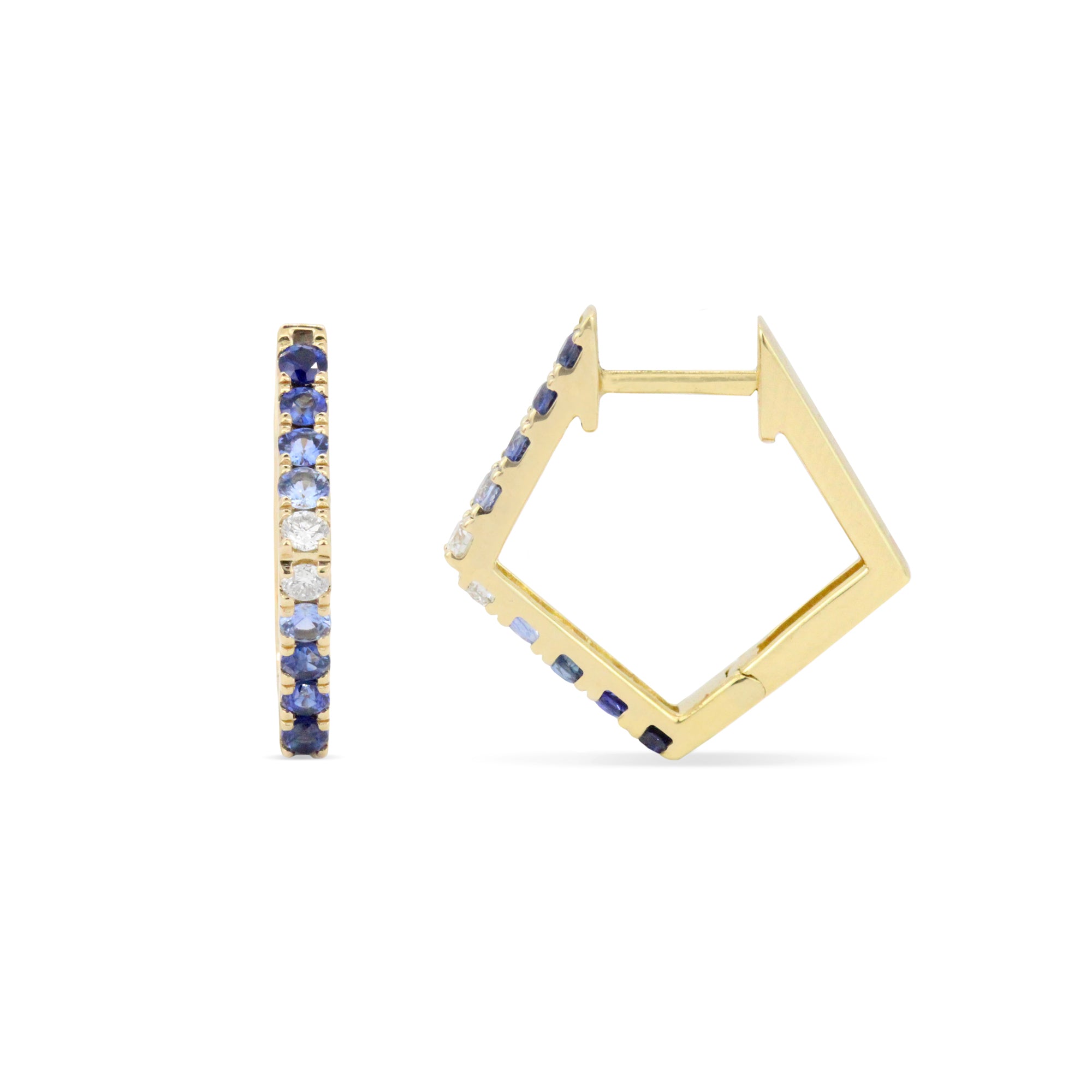 Gemstone 14K Pentagon Hoops
