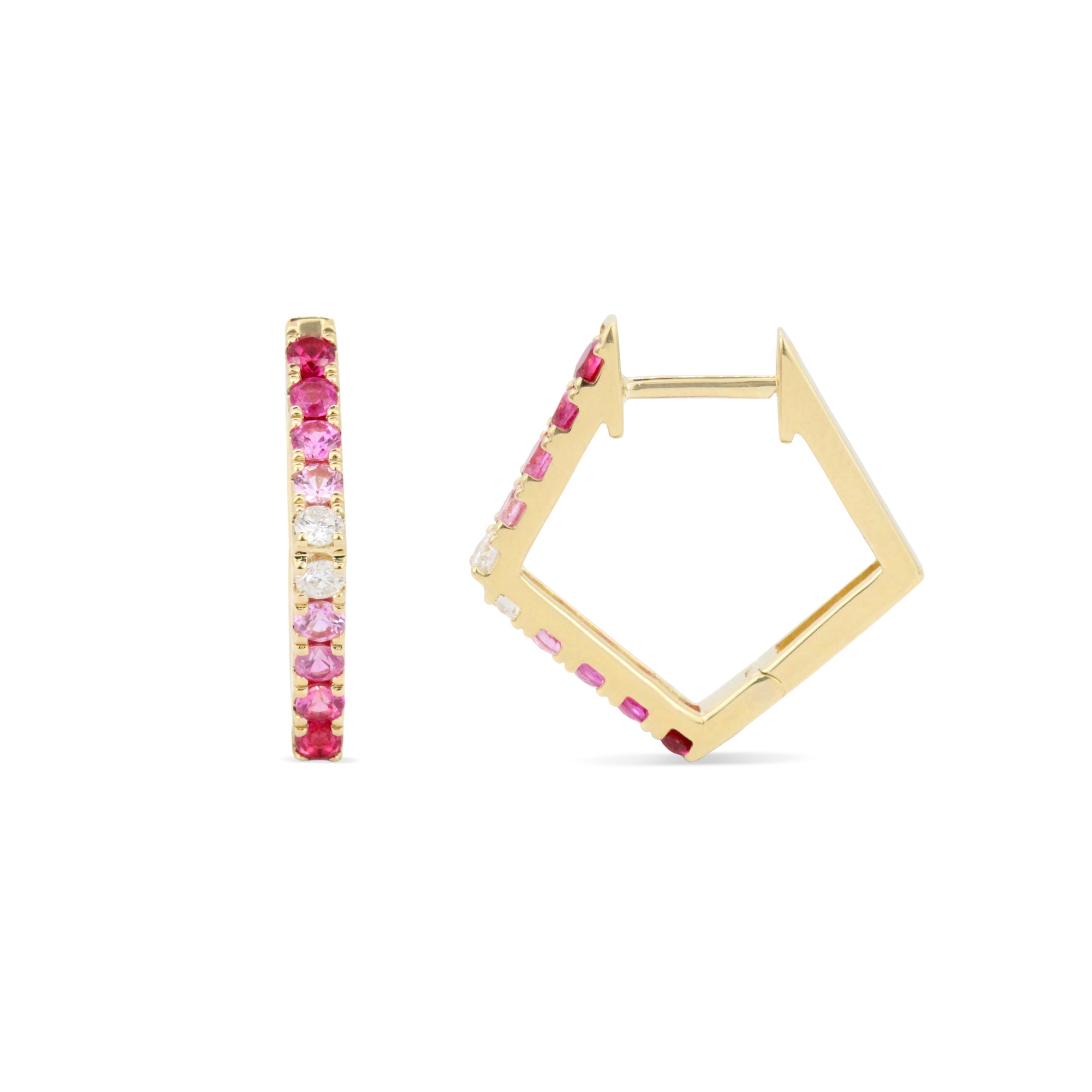 Gemstone 14K Pentagon Hoops