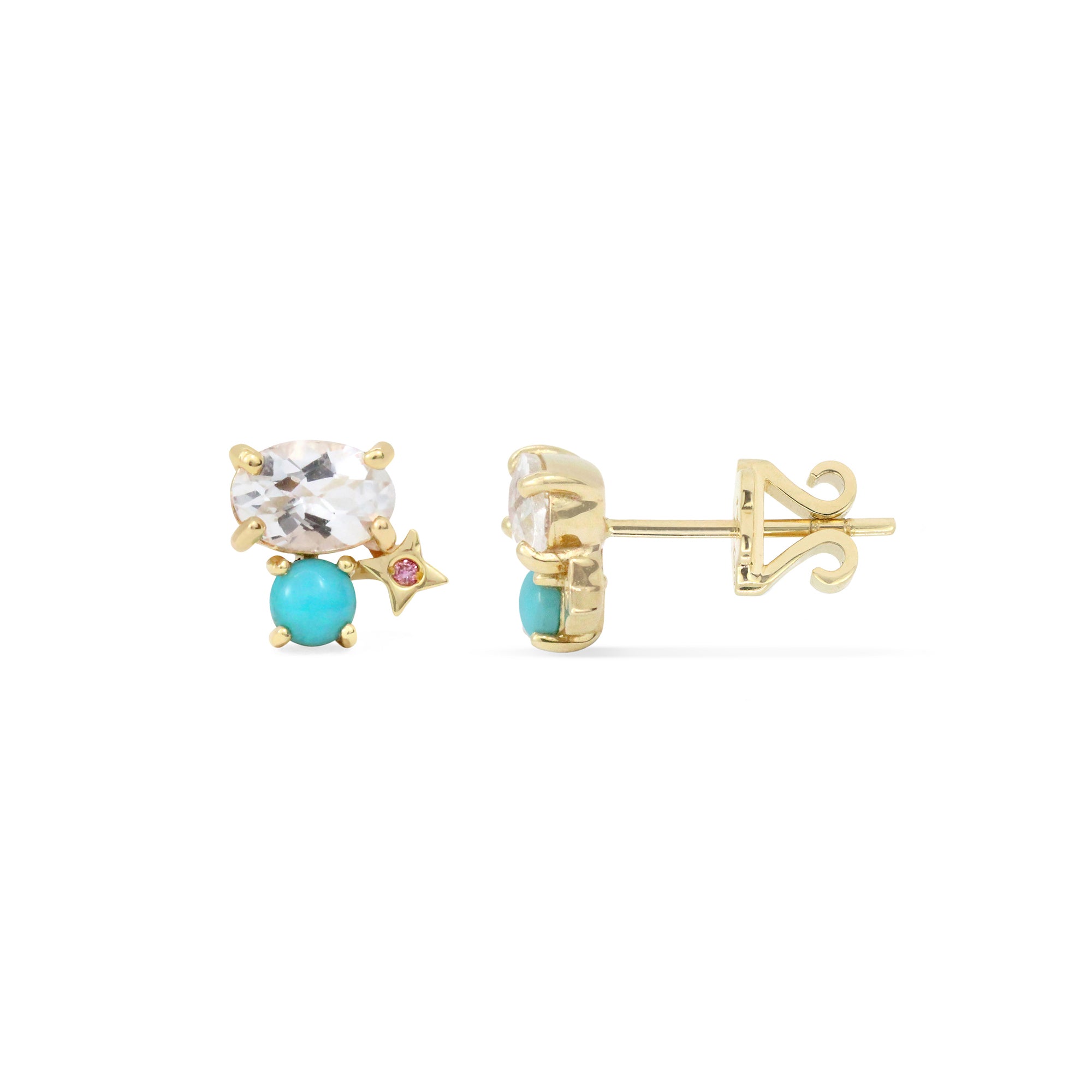 Gemstone & Diamond 14K Northern Star Stud