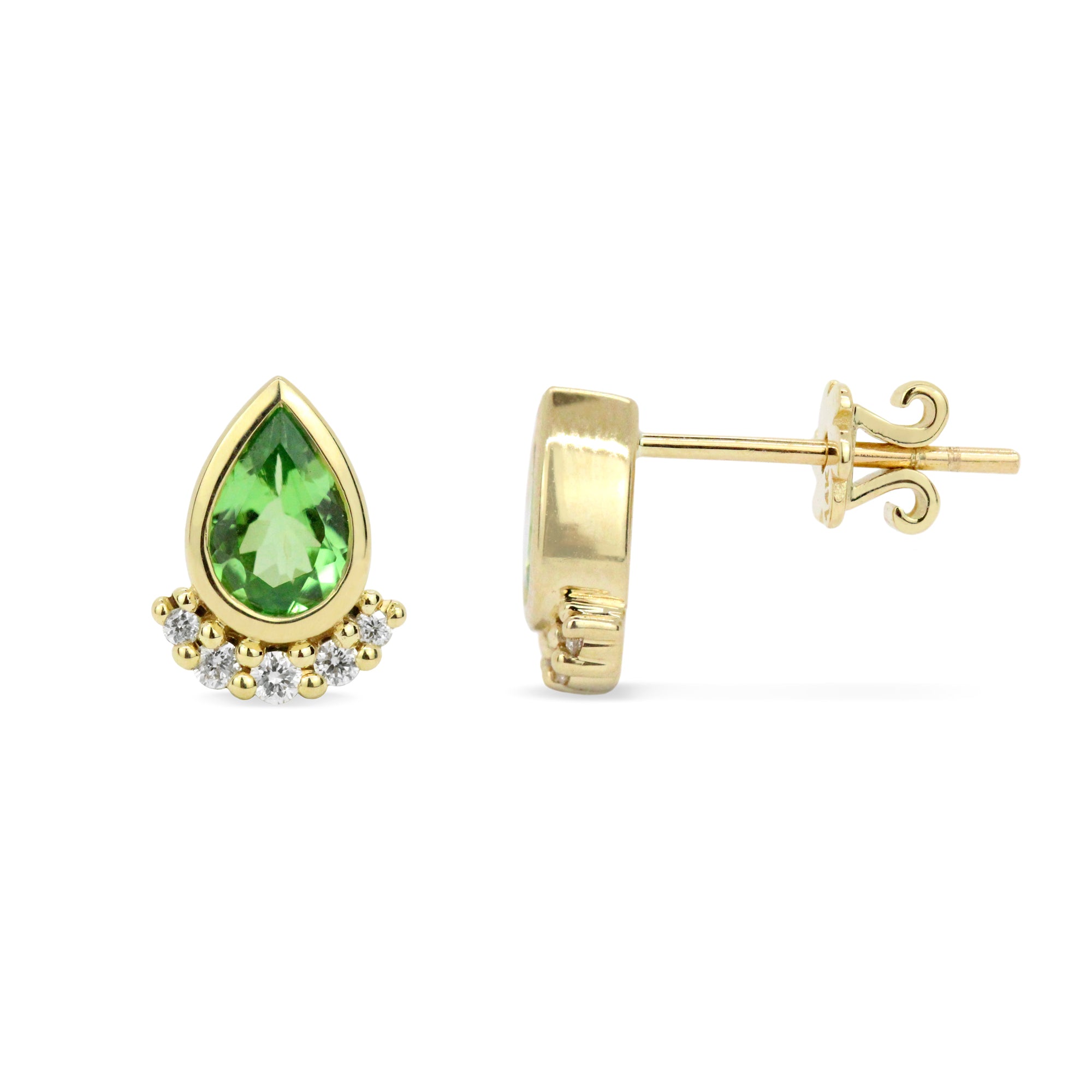 Pendientes con forma de lágrima de 14 quilates con piedras preciosas