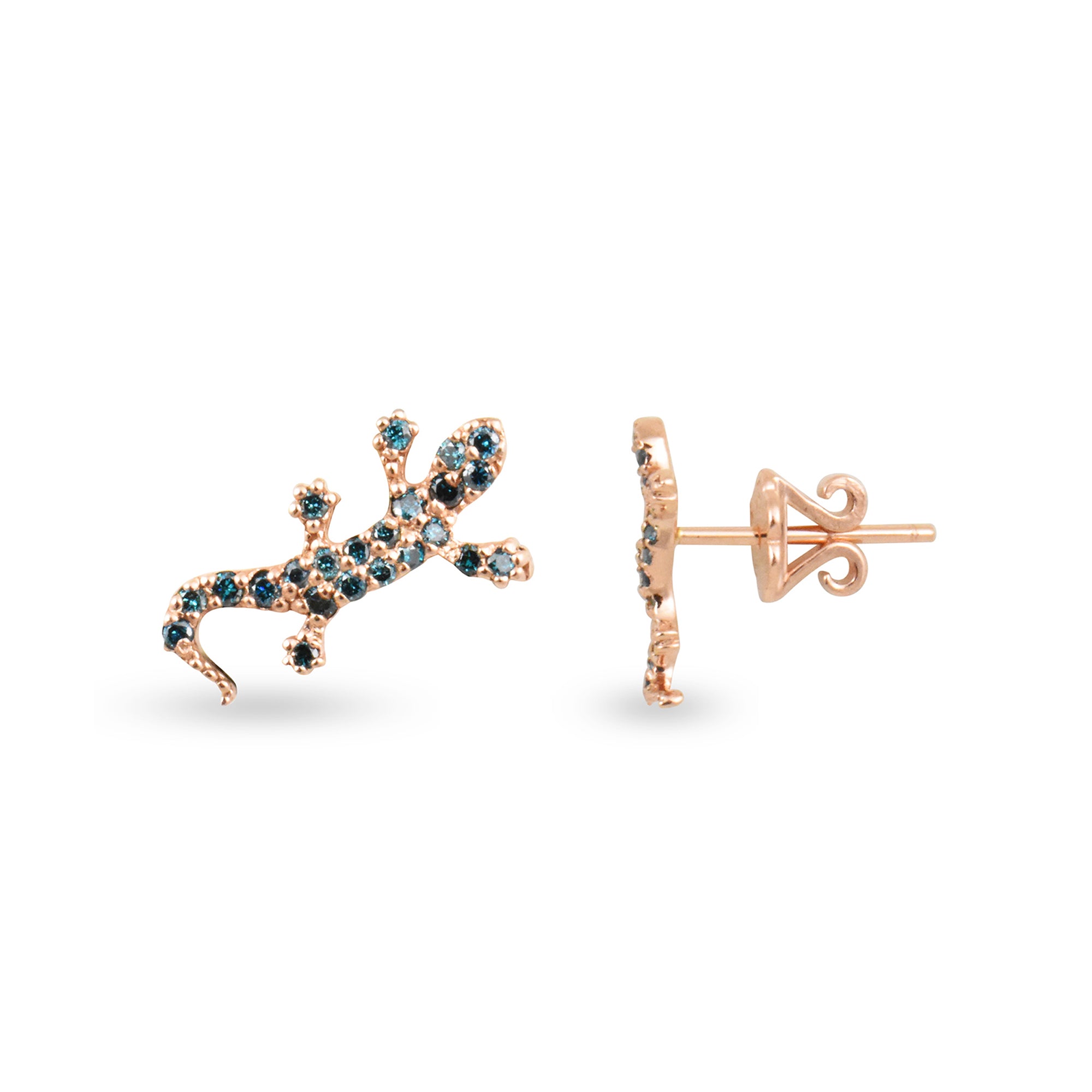 Arete de salamandra con diamantes de 14 quilates