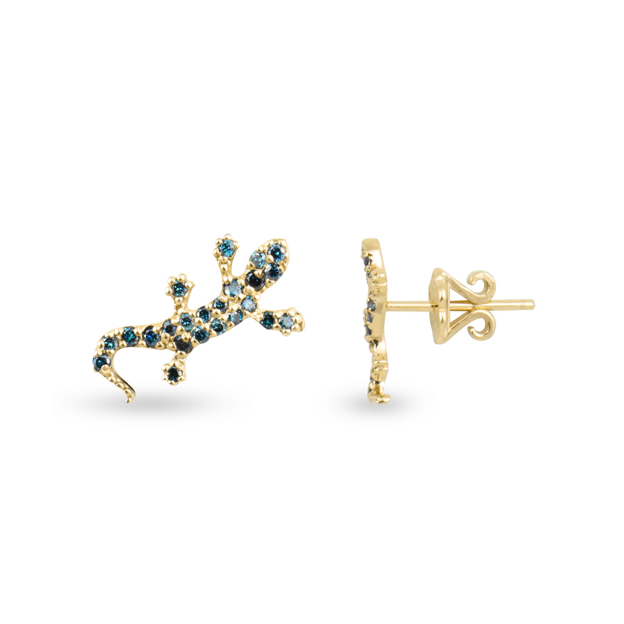 Arete de salamandra con diamantes de 14 quilates