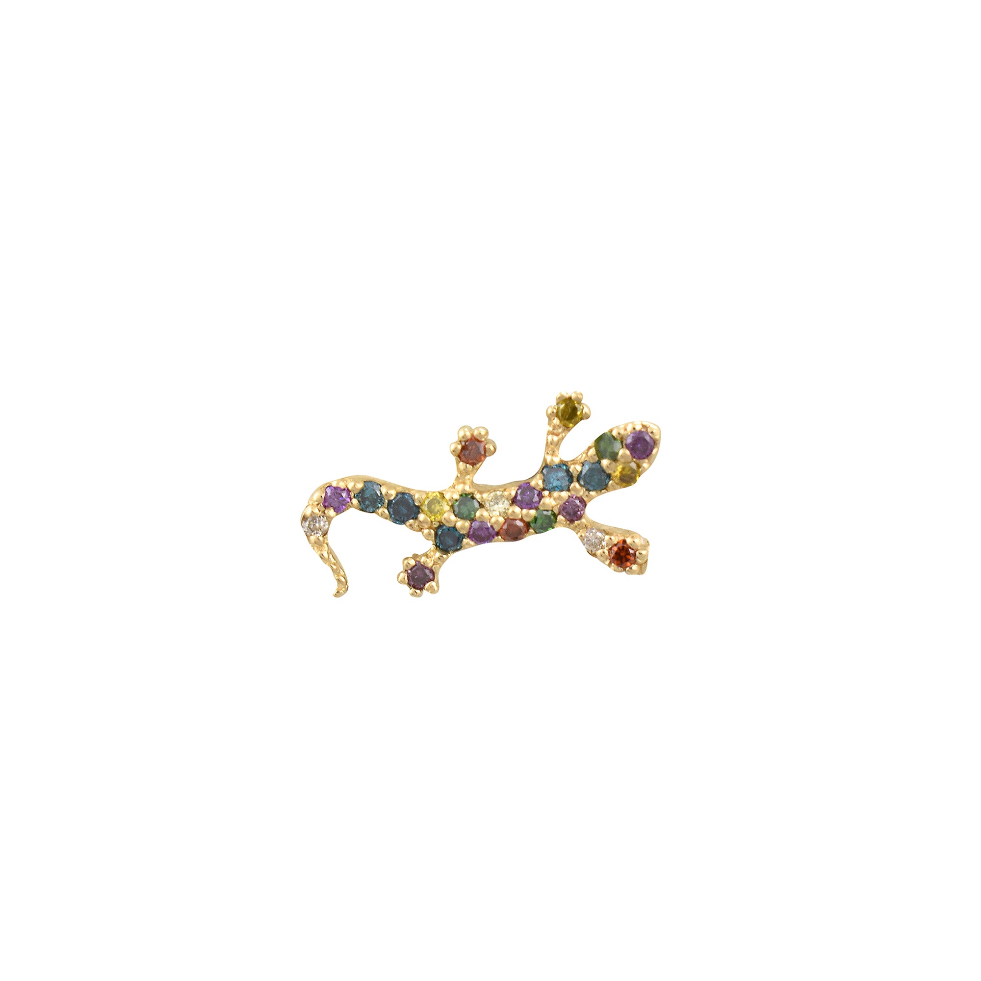 Arete de salamandra con diamantes de 14 quilates