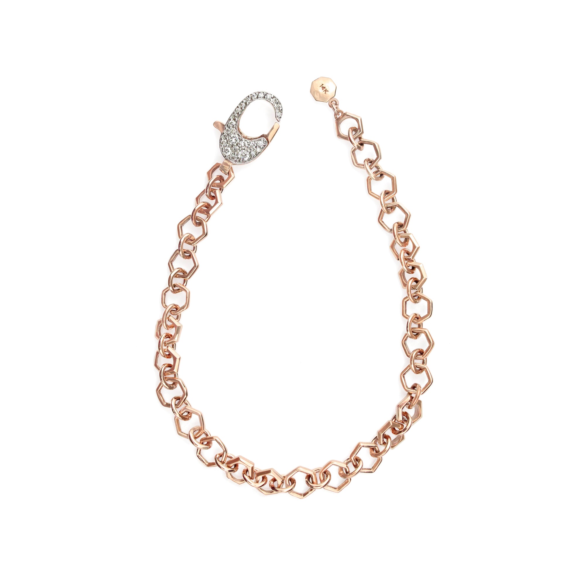 Diamond 14K Honeycomb Chain Bracelet