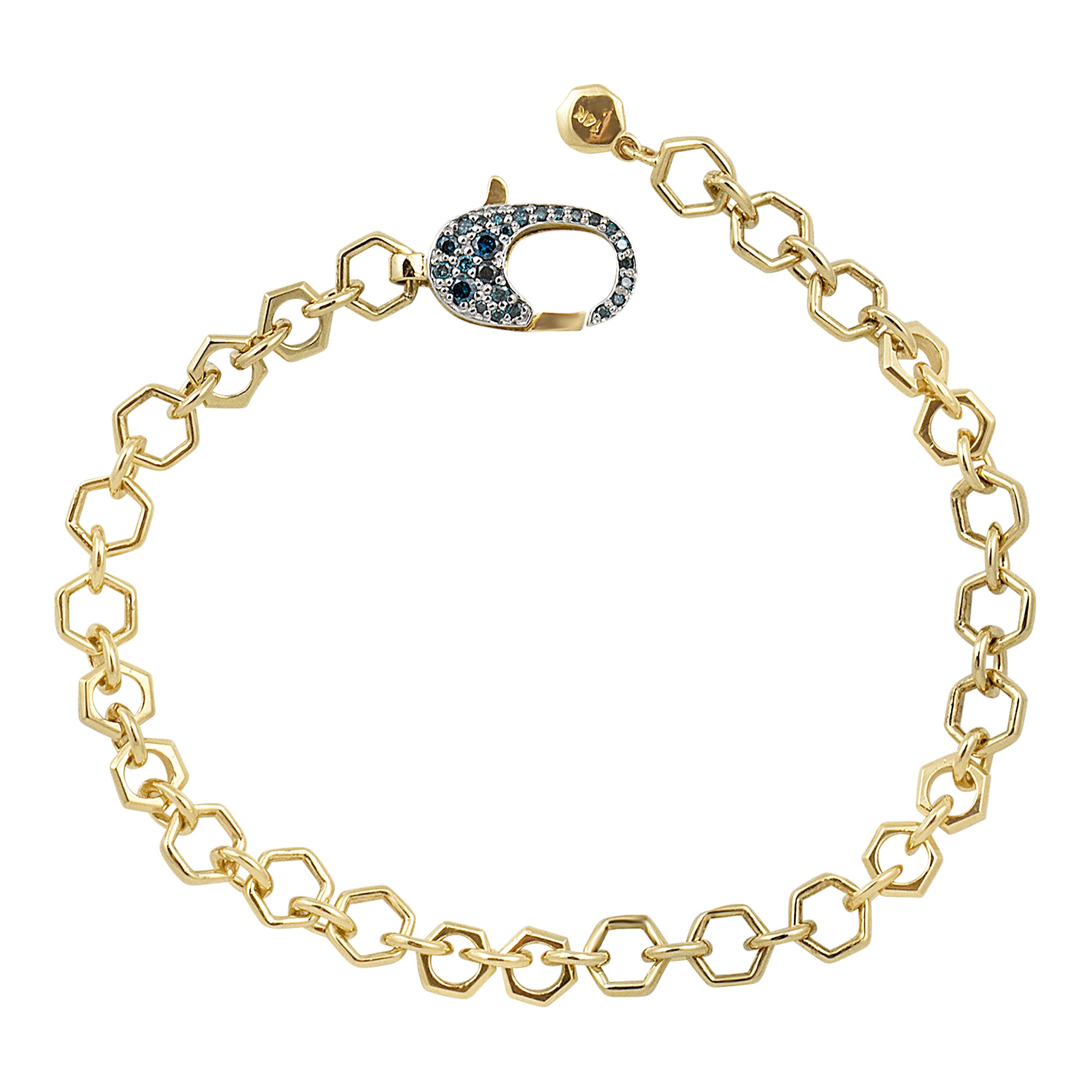 Diamond 14K Honeycomb Chain Bracelet