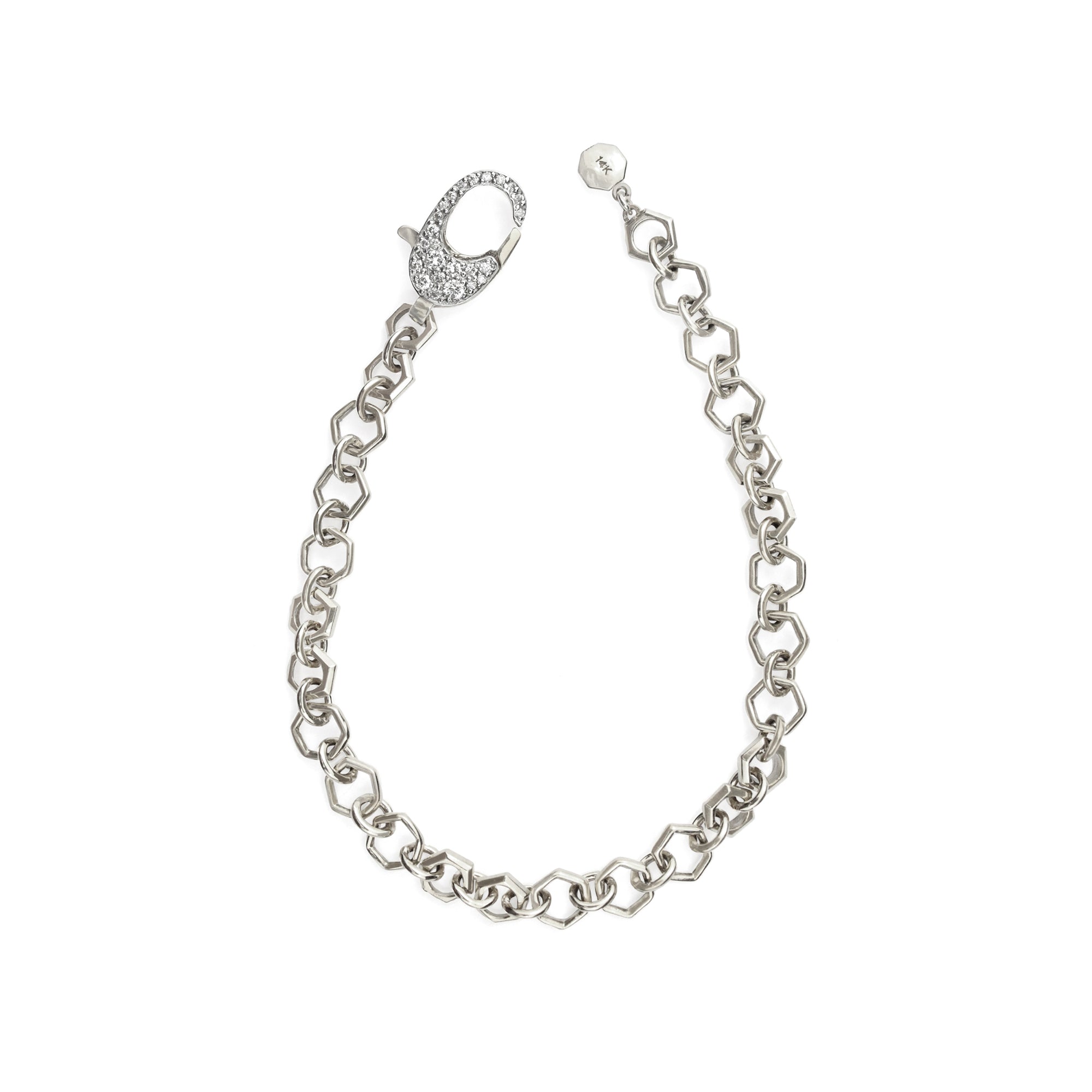 Diamond 14K Honeycomb Chain Bracelet