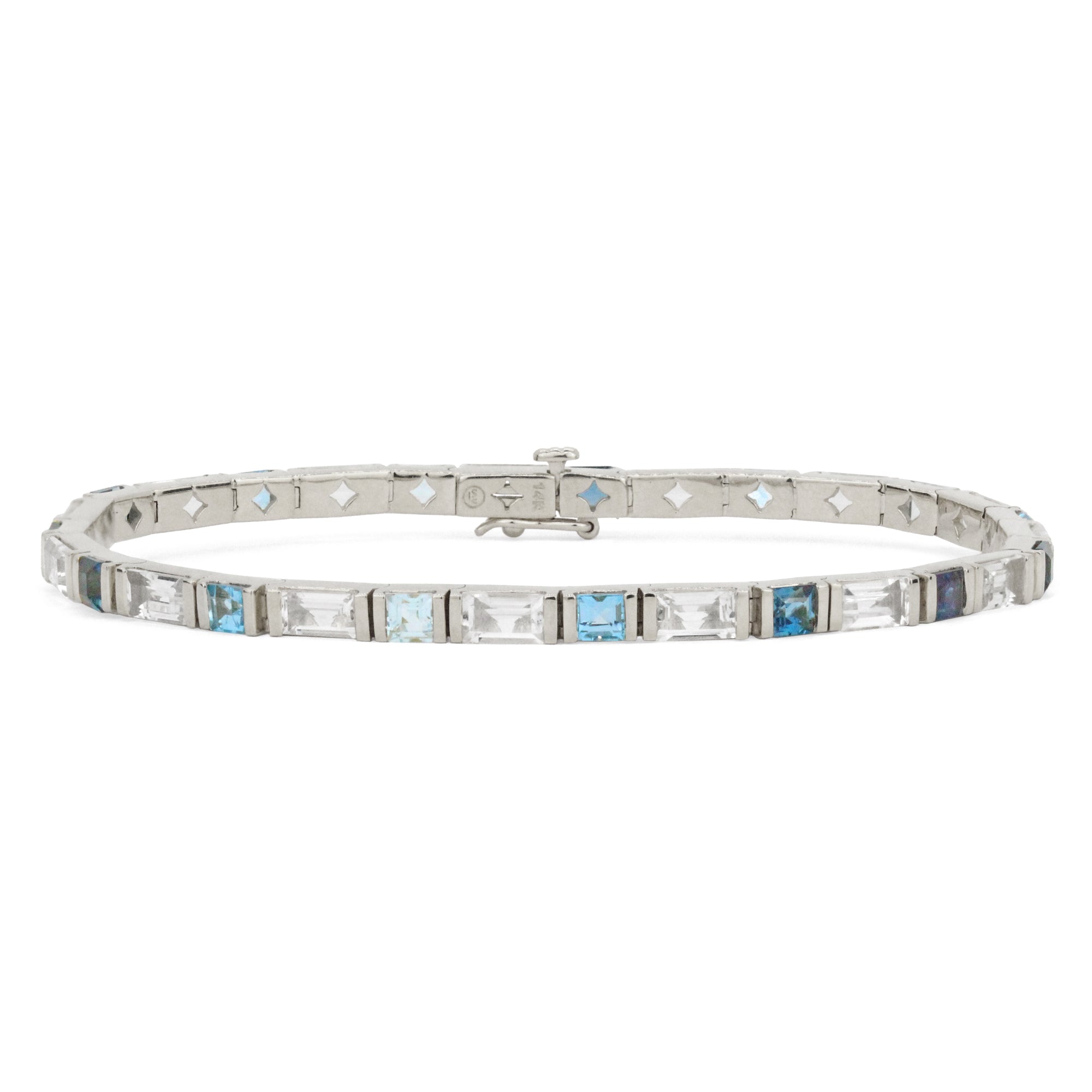 Rainbow Gemstone 14K Gold Bar Set Bracelet