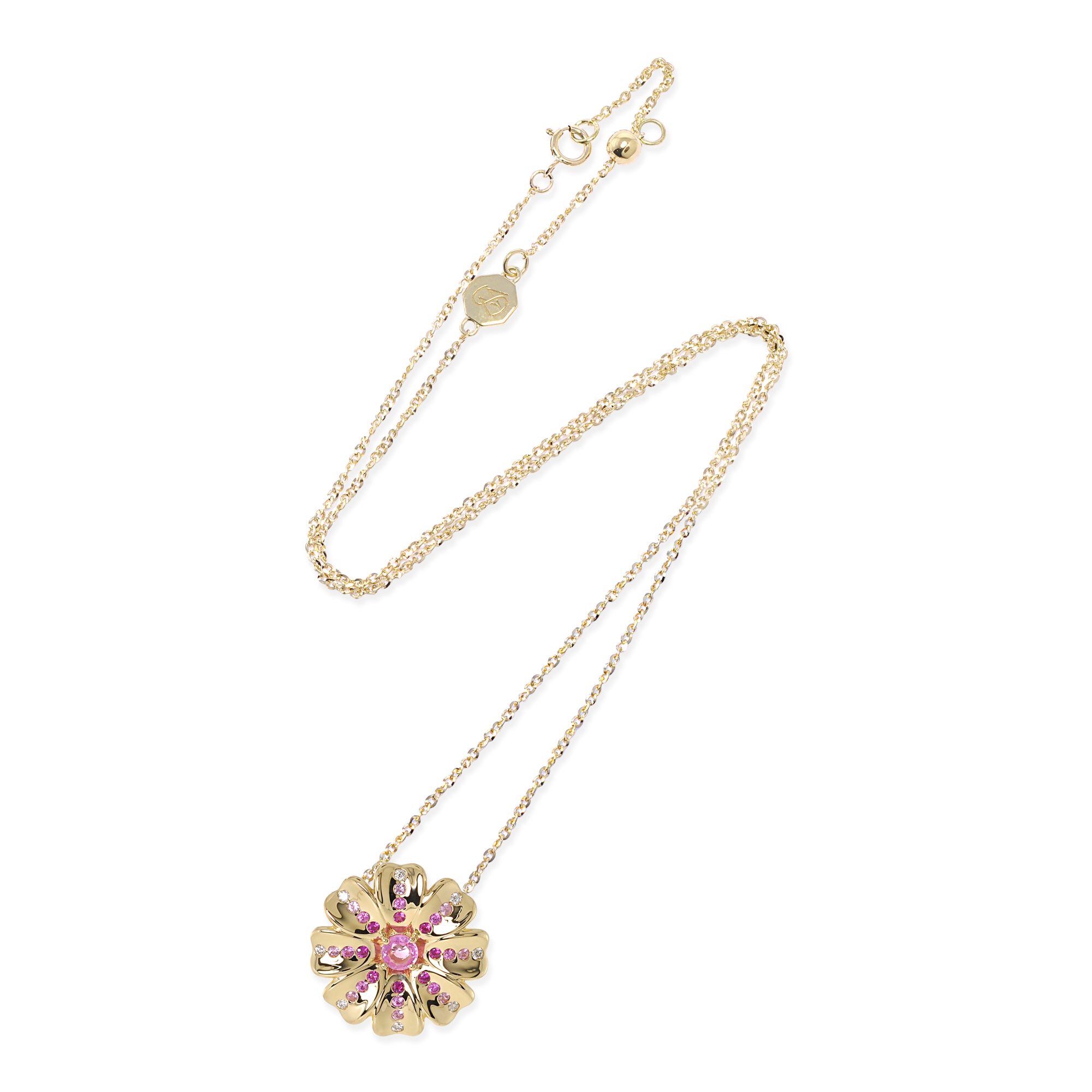 Gemstone 18K Poppy Flower Necklace