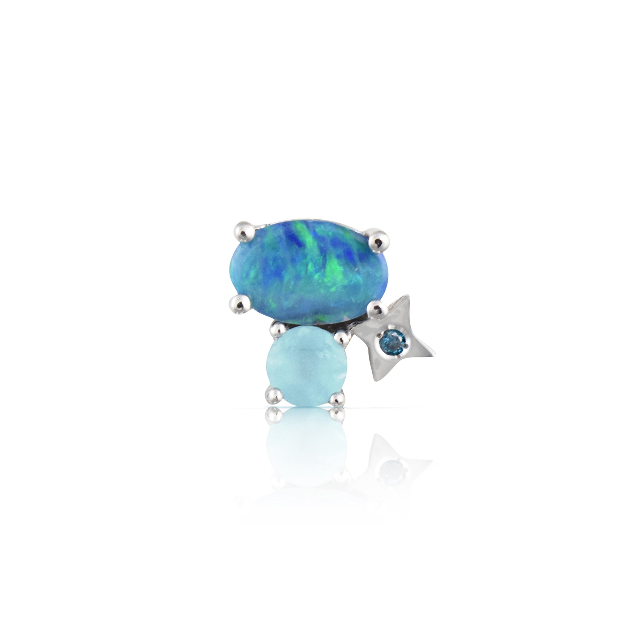 Gemstone & Diamond 14K Northern Star Stud