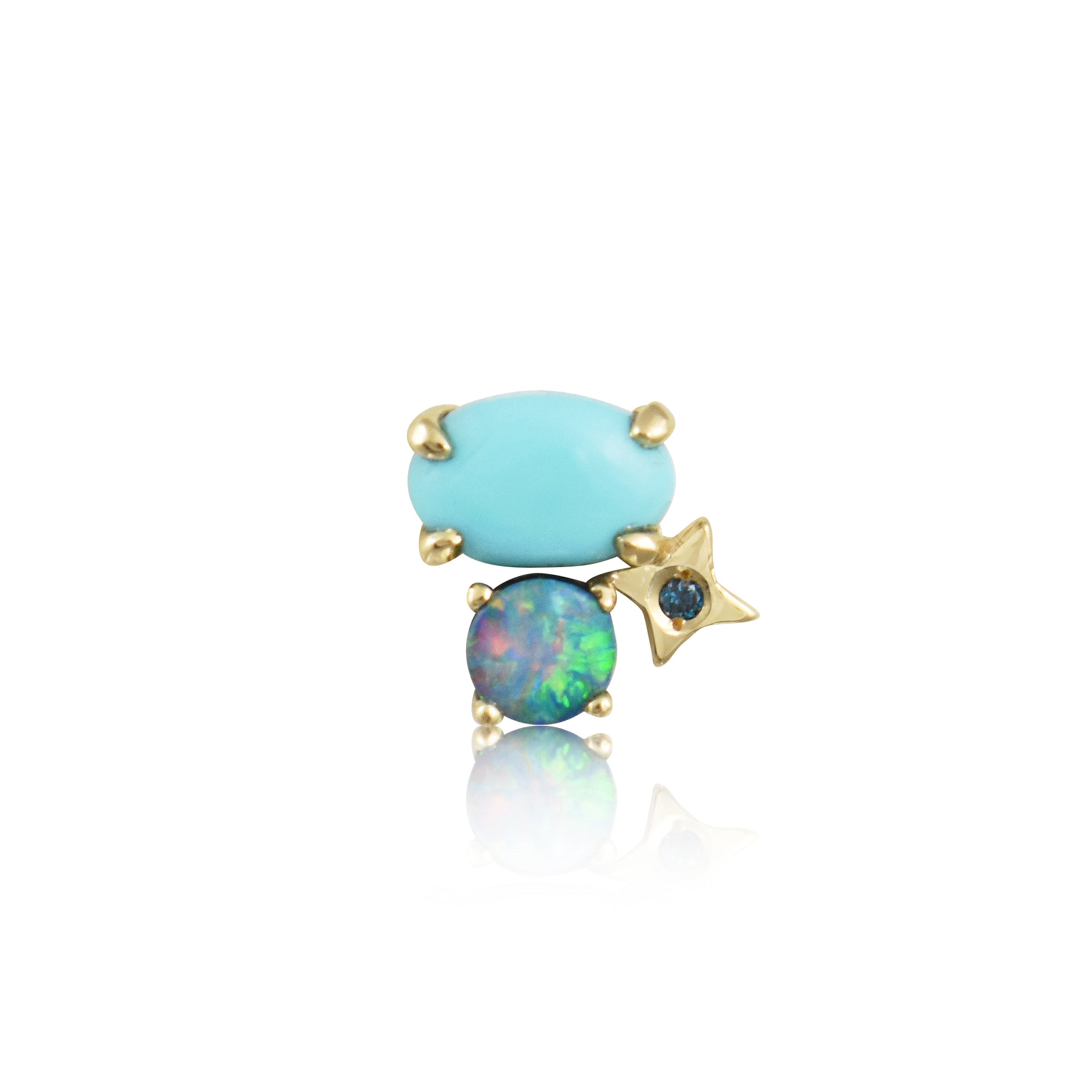 Gemstone & Diamond 14K Northern Star Stud