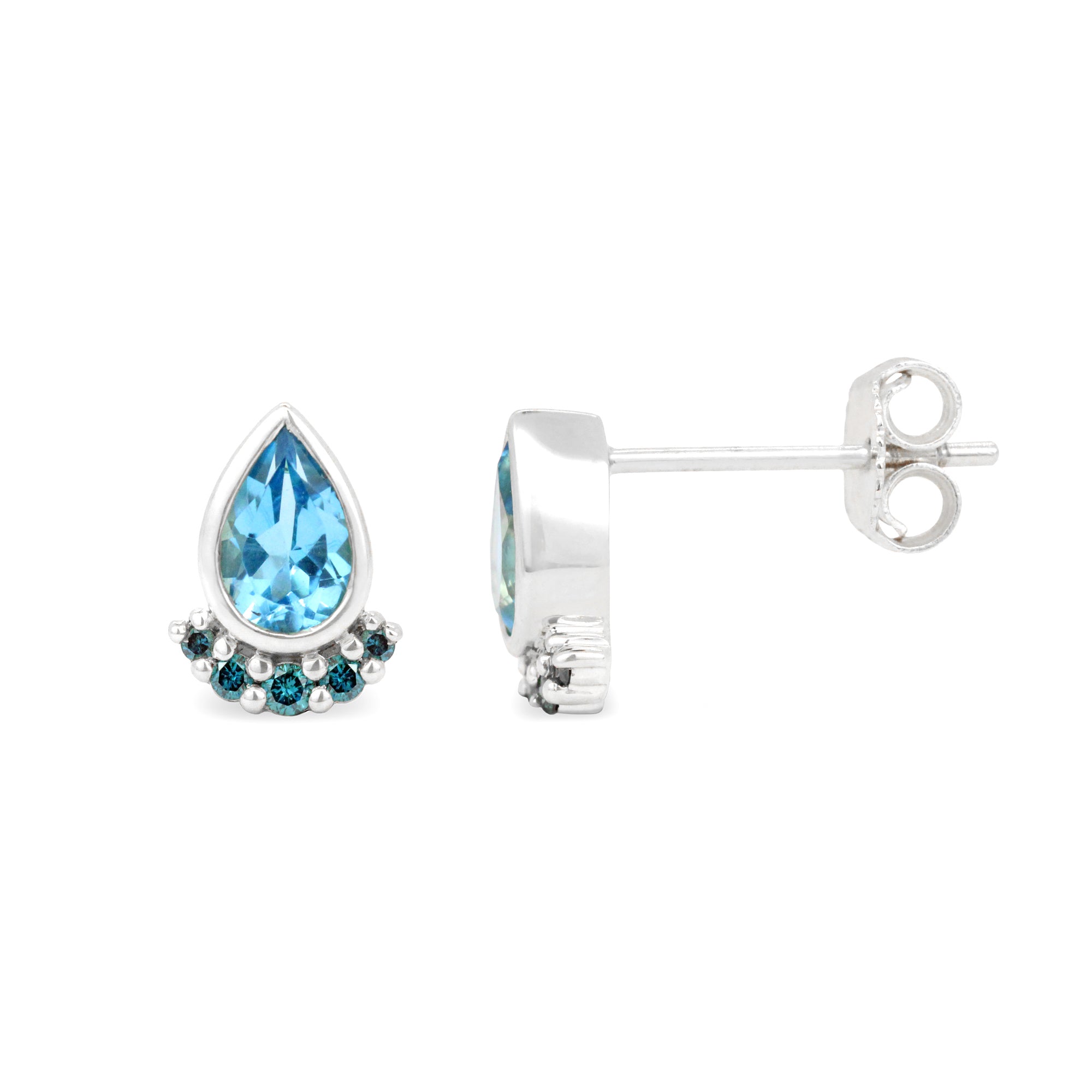 Pendientes con forma de lágrima de 14 quilates con piedras preciosas