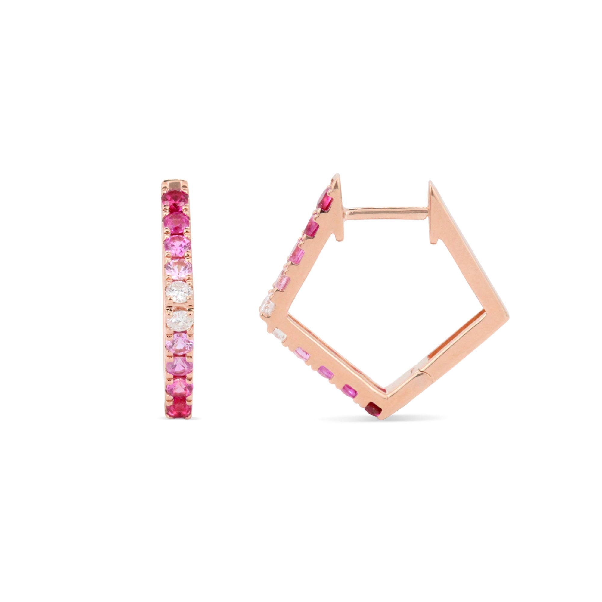 Gemstone 14K Pentagon Hoops