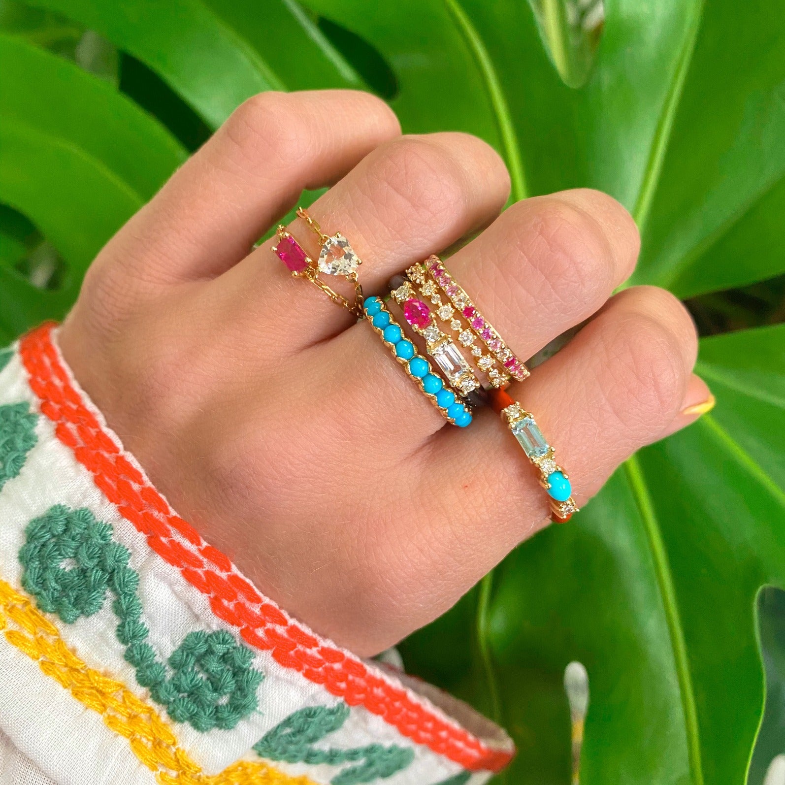 Multi Colored 14K Gold Eternity Band