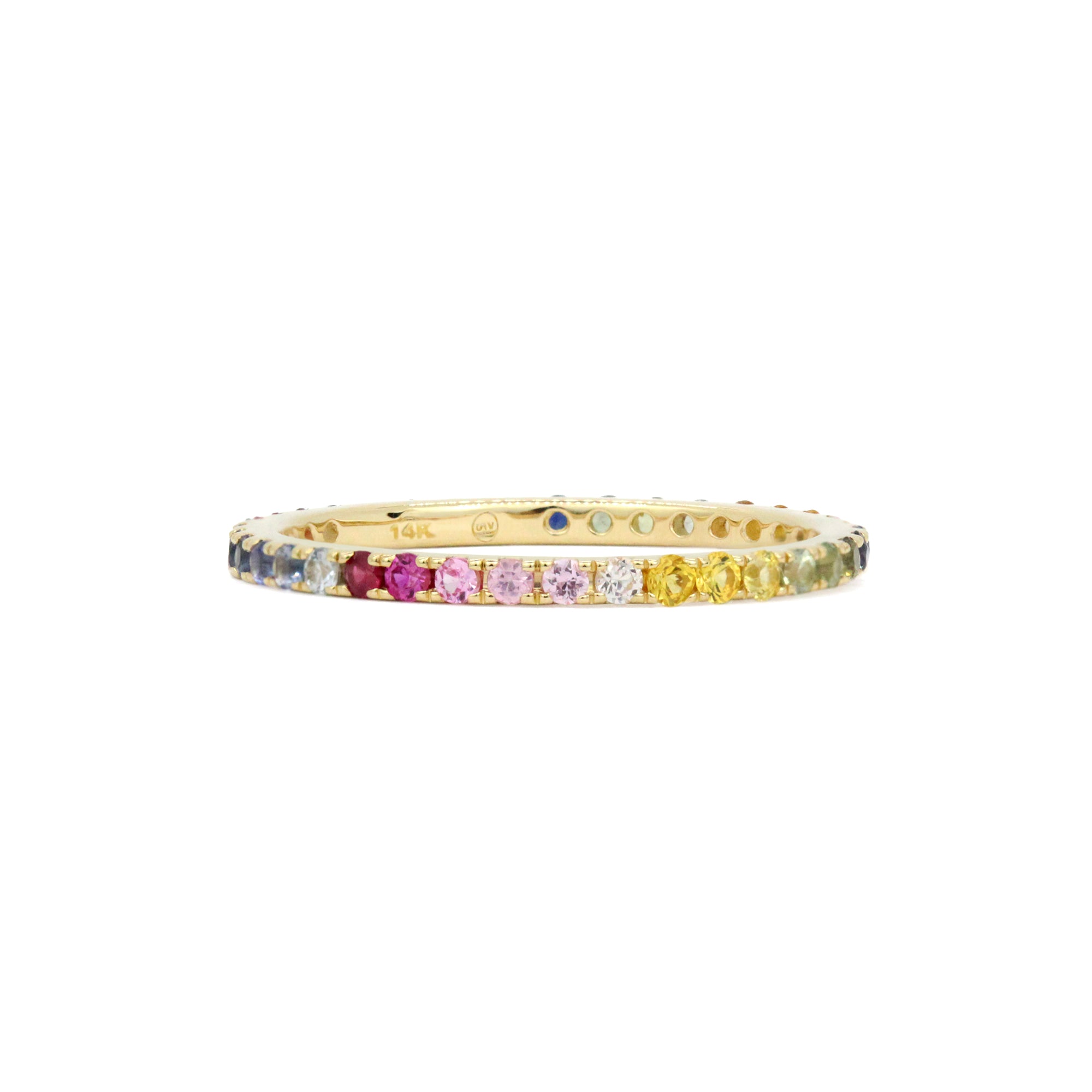 Gemstone 14K Micro Pave Eternity Band