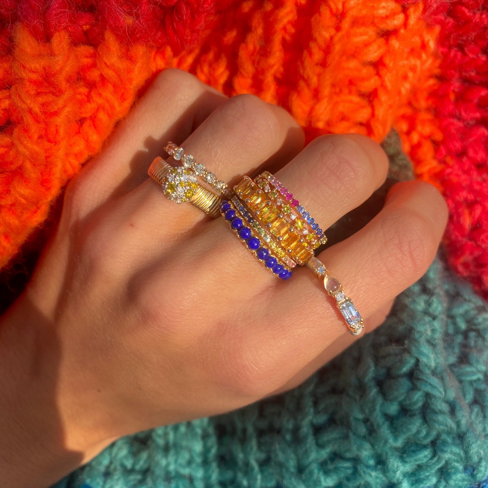 Gemstone 14K Micro Pave Eternity Band