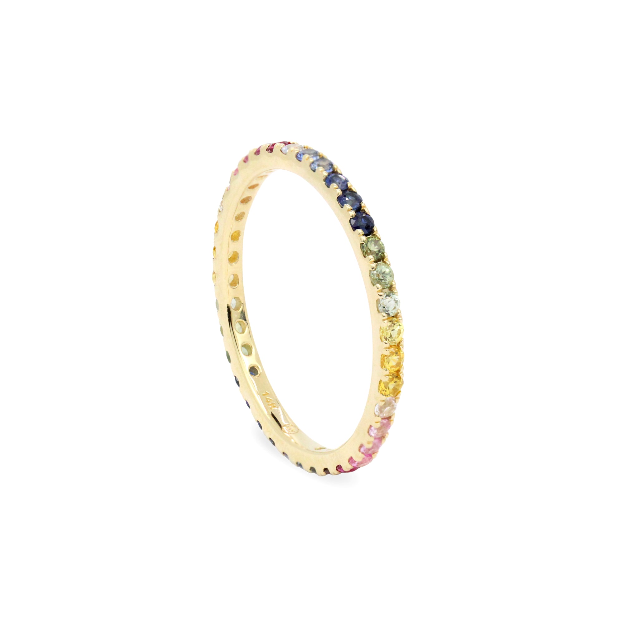 Gemstone 14K Micro Pave Eternity Band