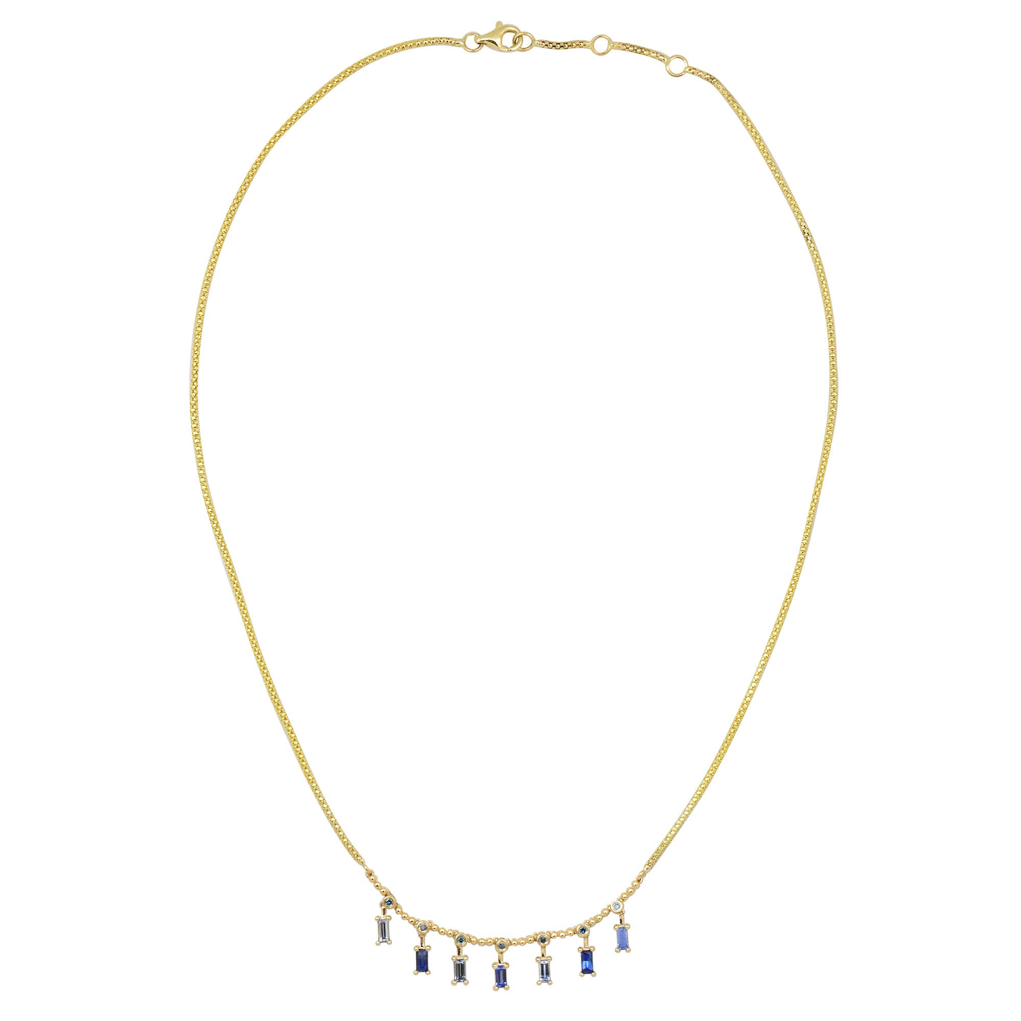 Gemstone 14K Baguette Dangle Necklace