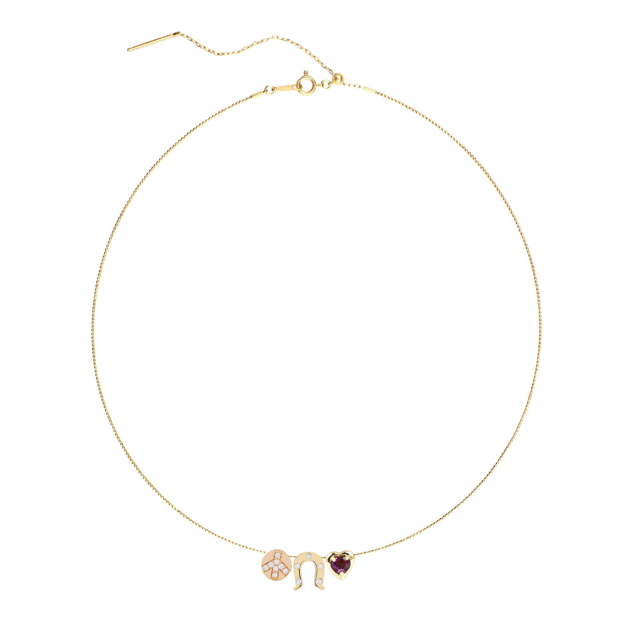 Peace, Love, & Luck Gemstone & Diamond GemDropp Necklace