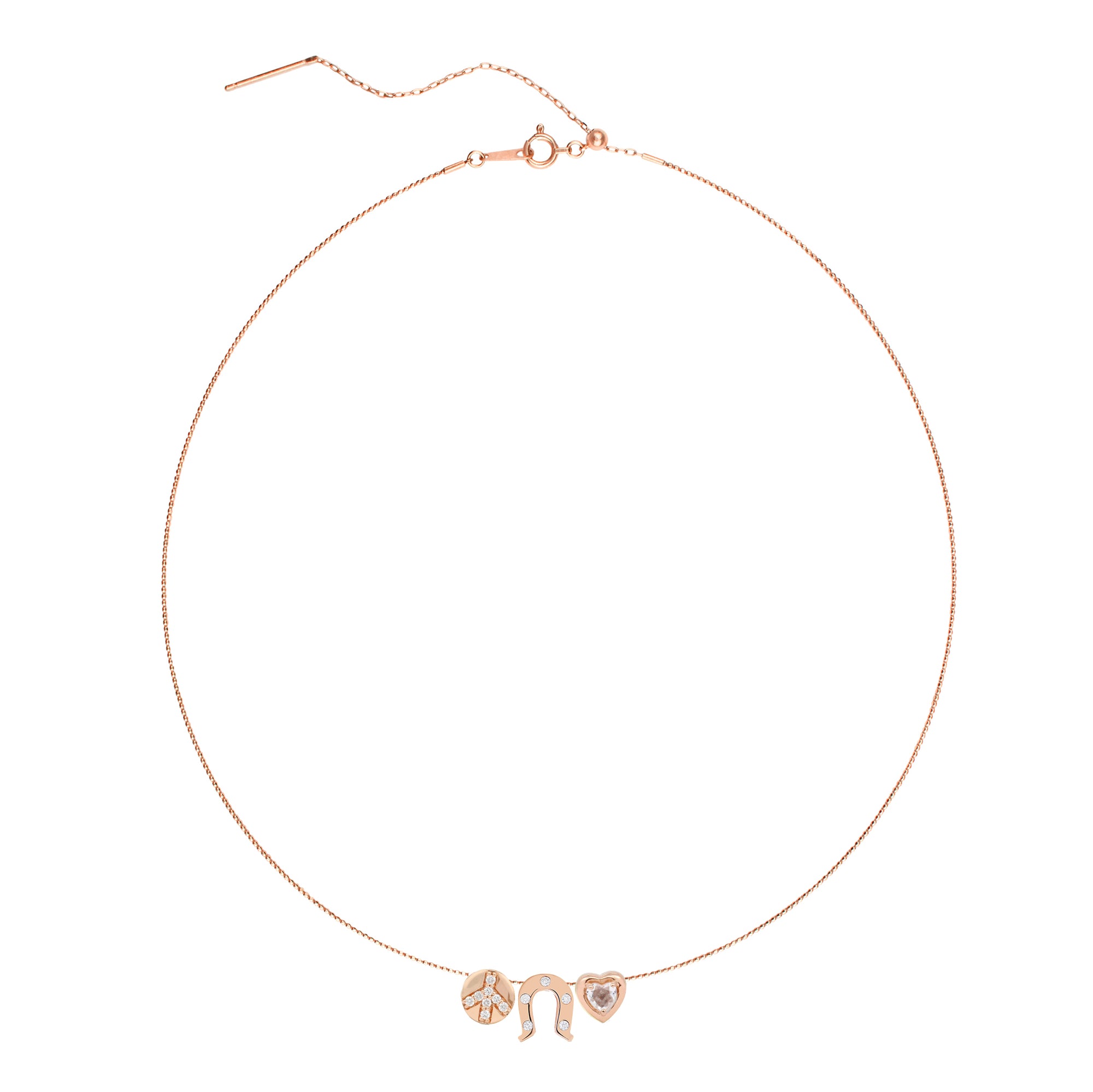 Peace, Love, & Luck Gemstone & Diamond GemDropp Necklace