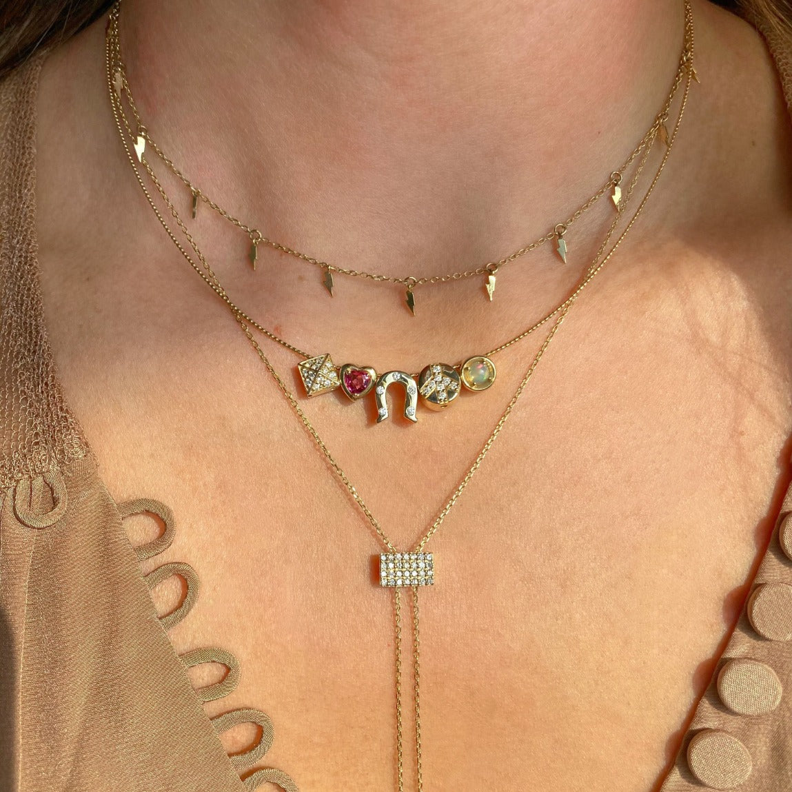 Peace, Love, &amp; Luck Gemstone &amp; Diamond GemDropp Necklace