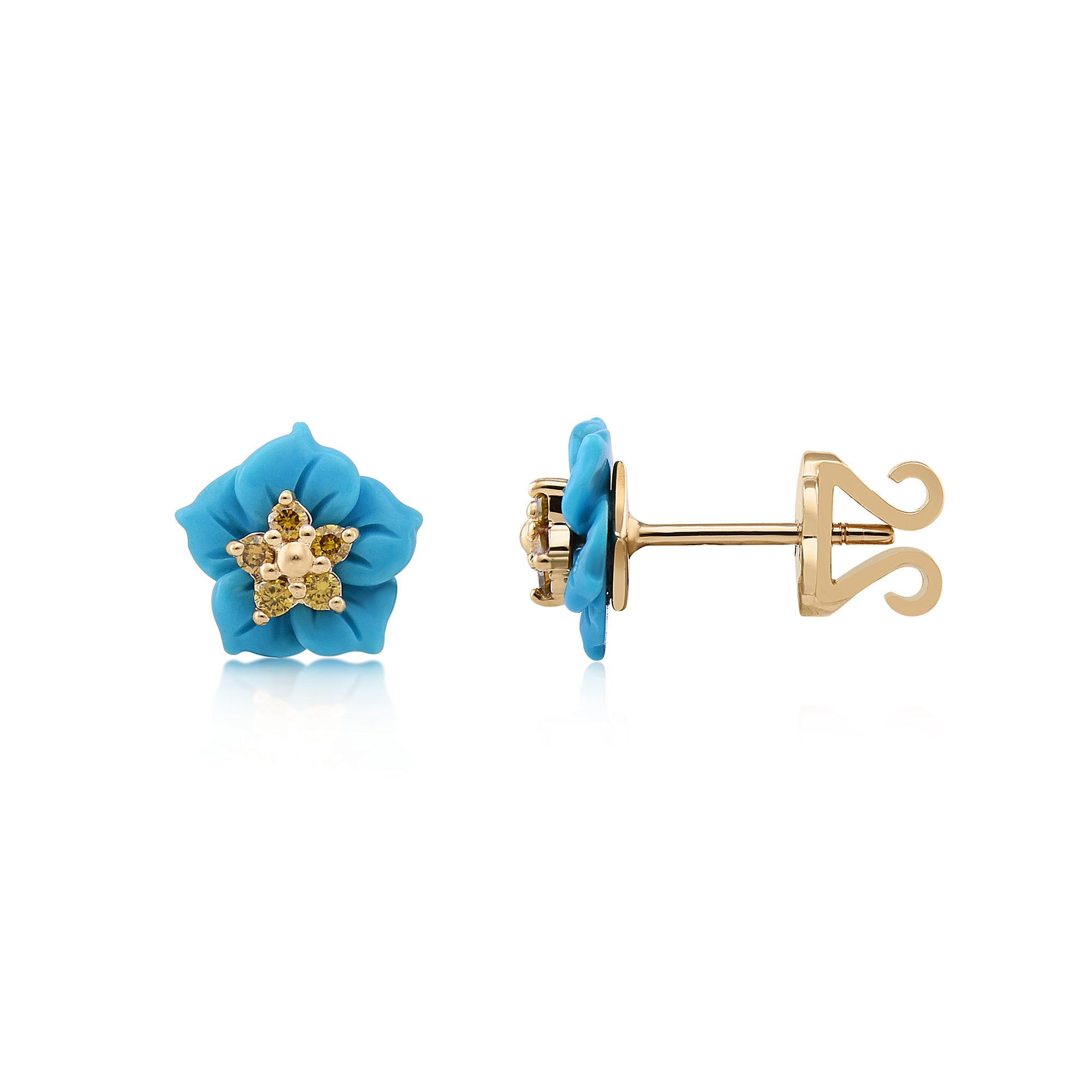 The Amalfi 14K Carved Turquoise Flower Stud