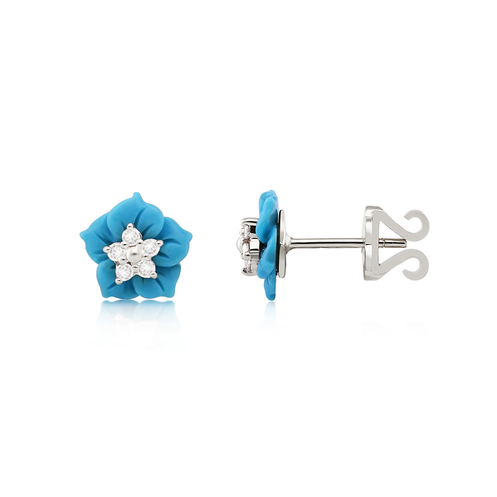 The Amalfi 14K Carved Turquoise Flower Stud