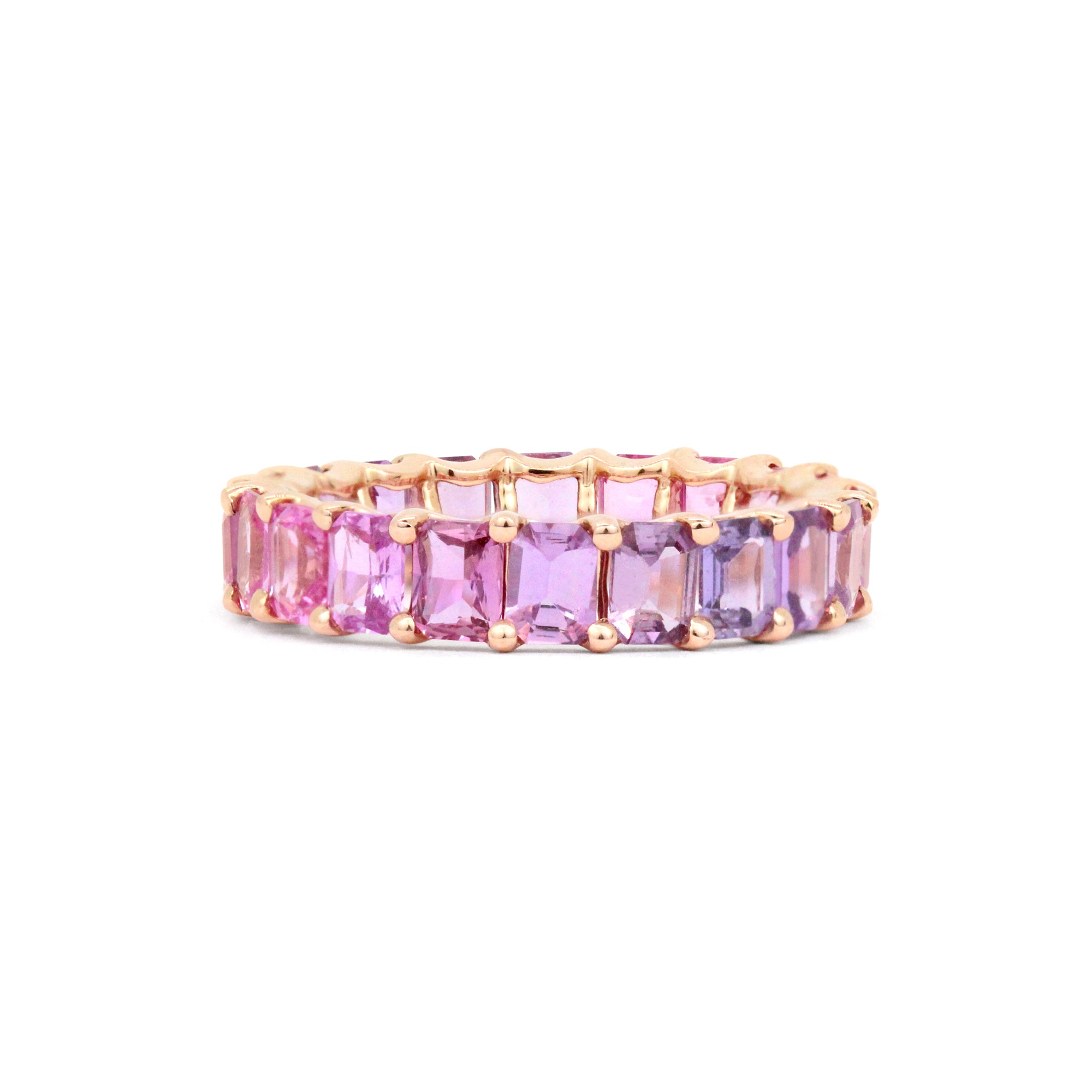 Gemstone 14K Emerald-Cut Eternity Band - Ombre Ring Style