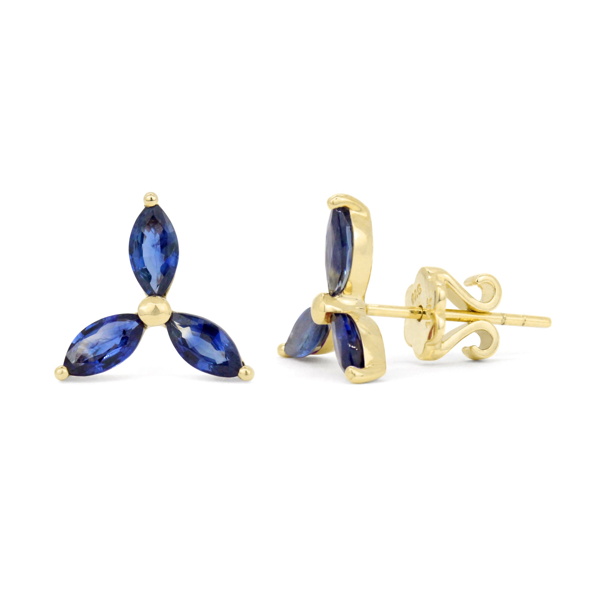 Pendientes de flor de marqués de 14 quilates con piedras preciosas