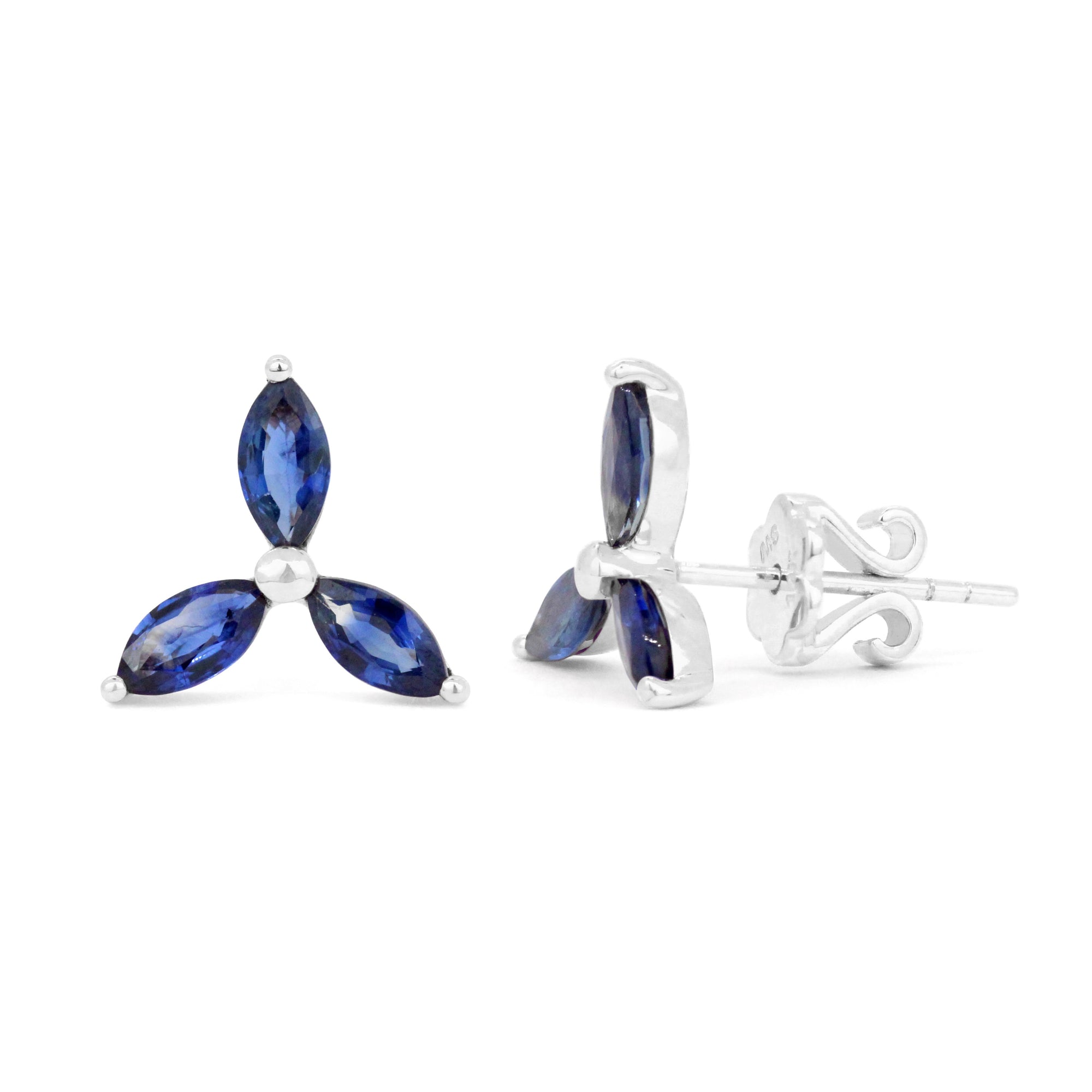 Pendientes de flor de marqués de 14 quilates con piedras preciosas