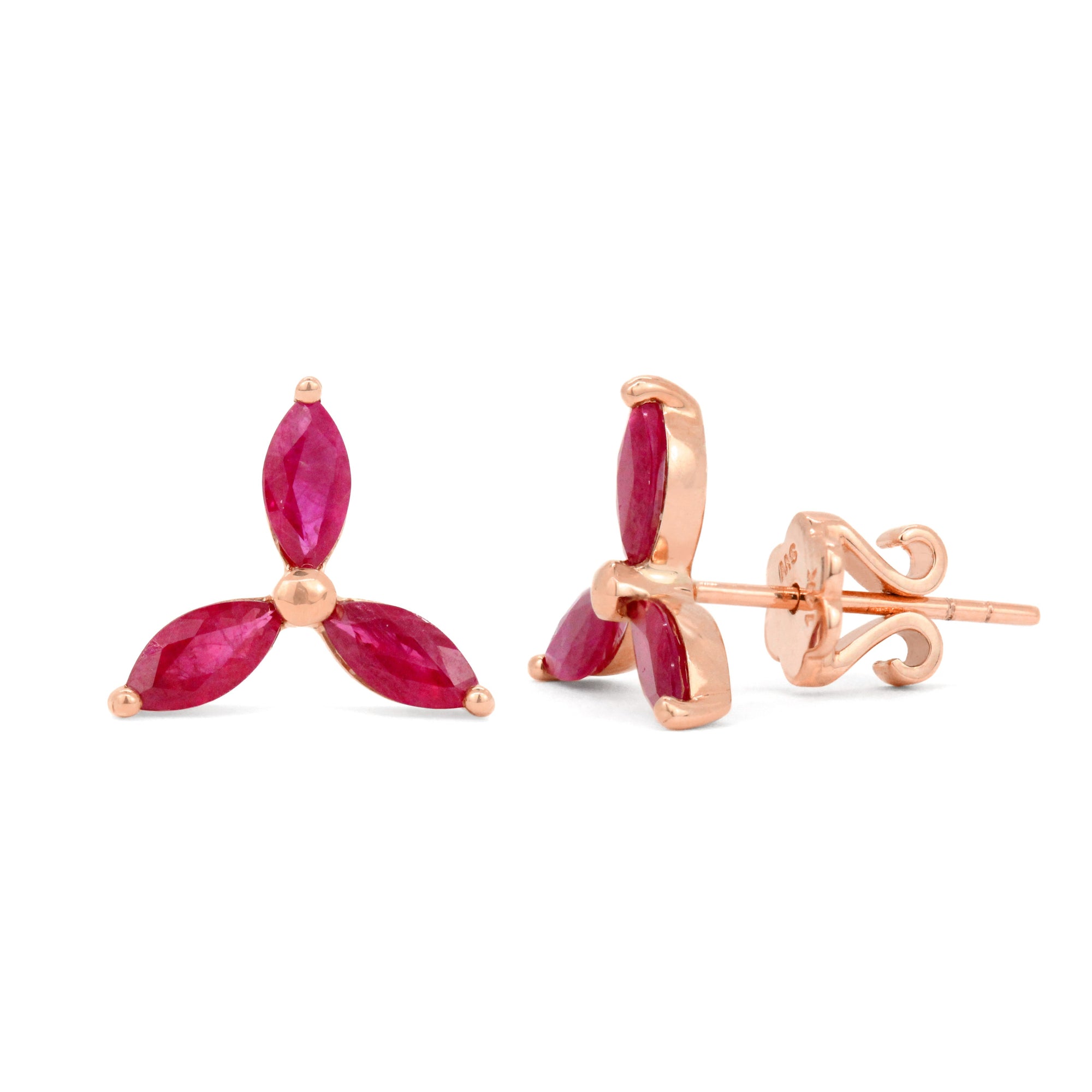 Pendientes de flor de marqués de 14 quilates con piedras preciosas