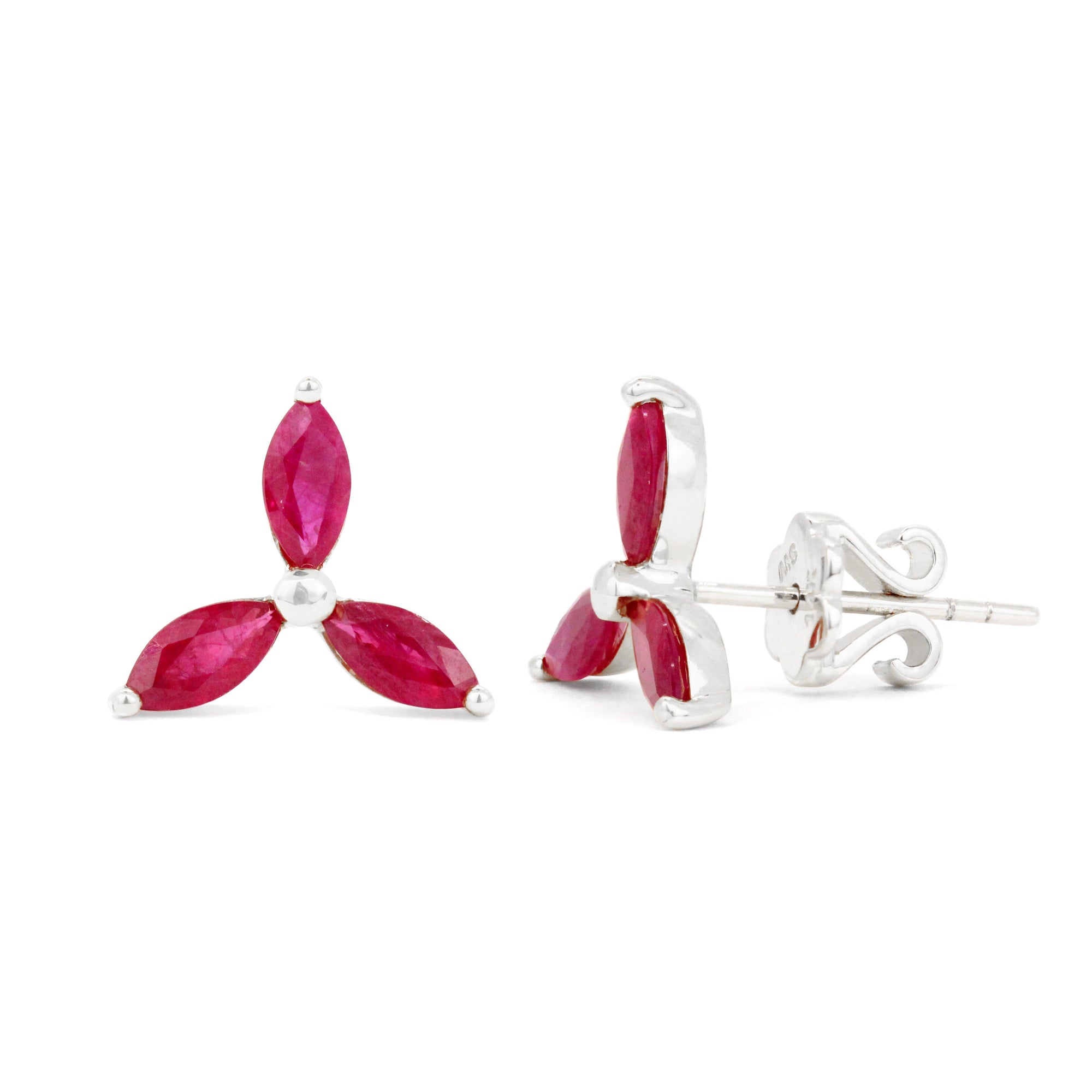Pendientes de flor de marqués de 14 quilates con piedras preciosas