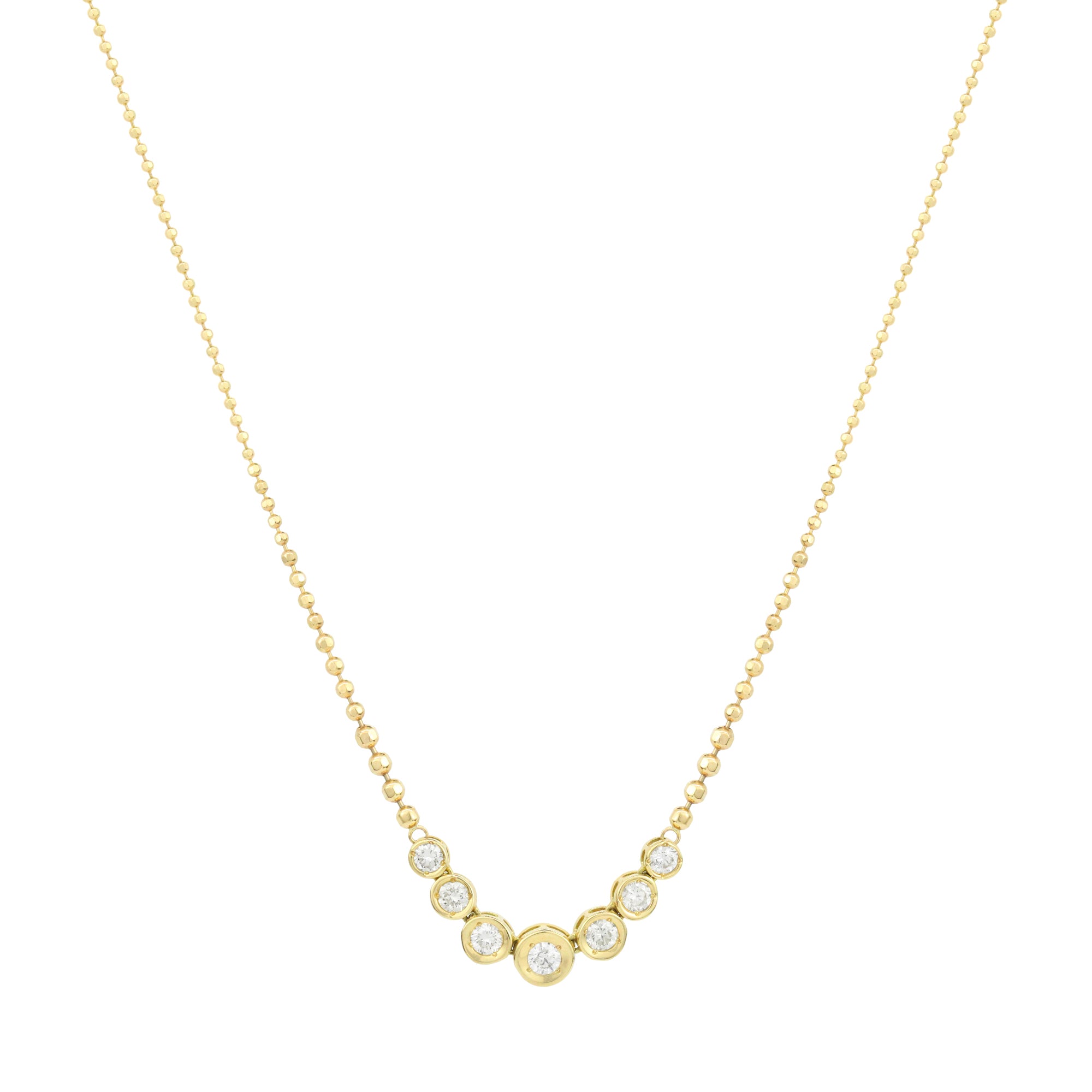 Diamond 18K Graduated Bezel Necklace