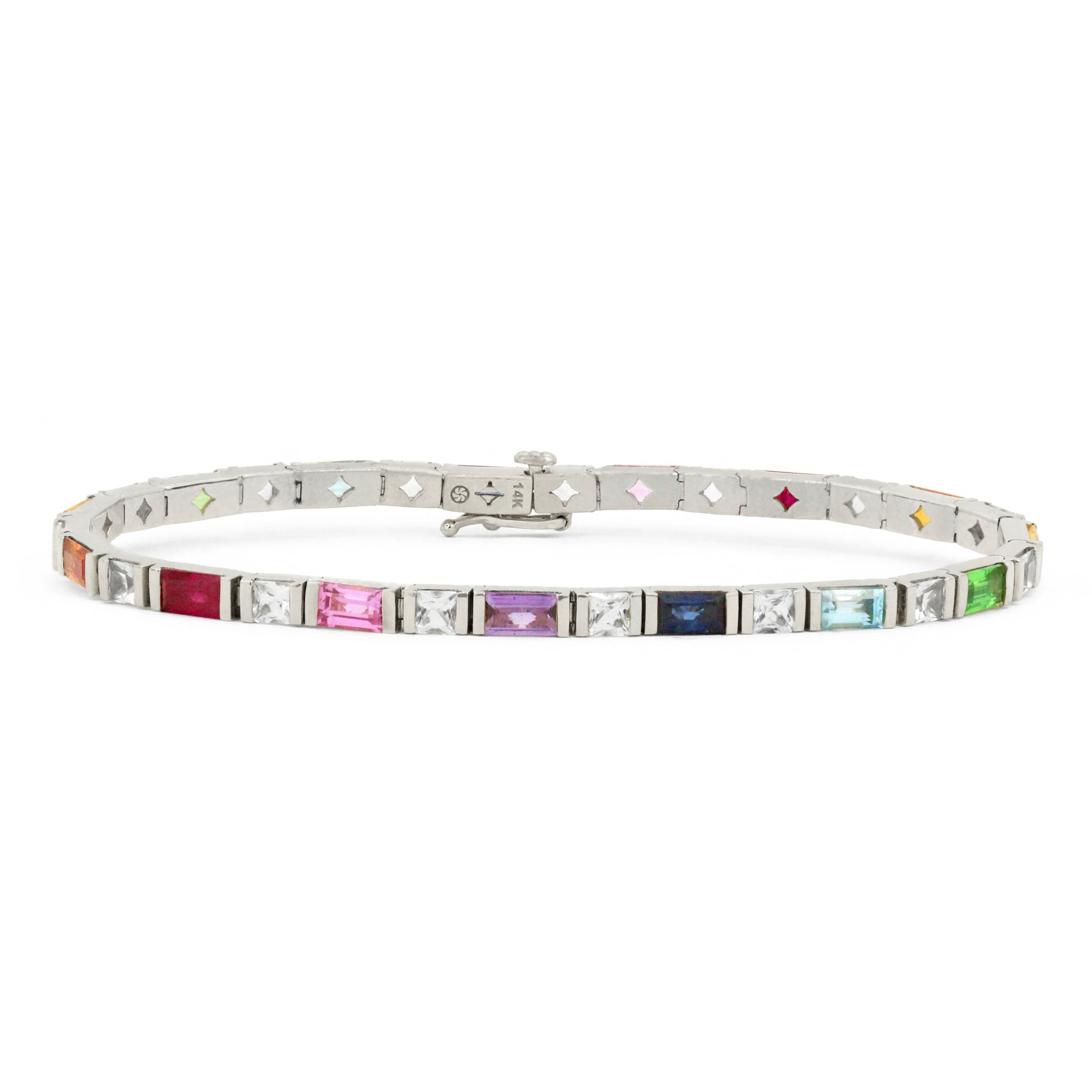Colorful Gemstone Tennis Bracelet with Bar Setting