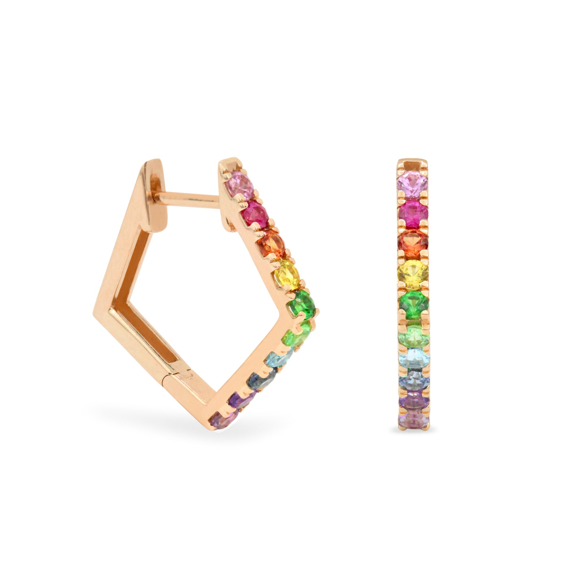 Gemstone 14K Pentagon Hoops