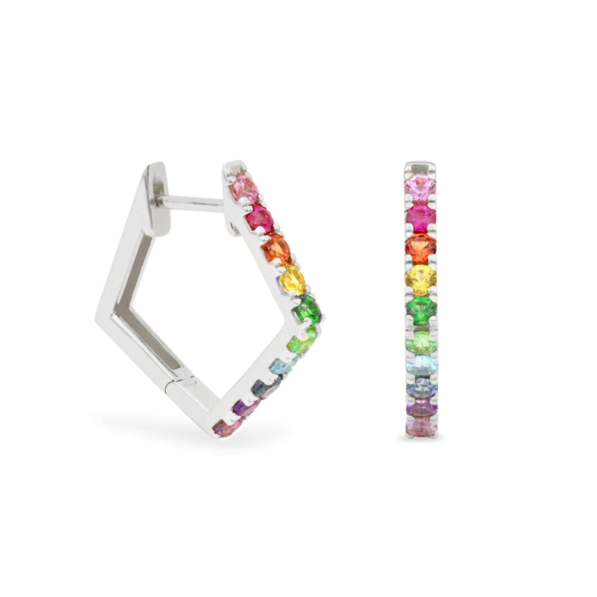 Gemstone 14K Pentagon Hoops