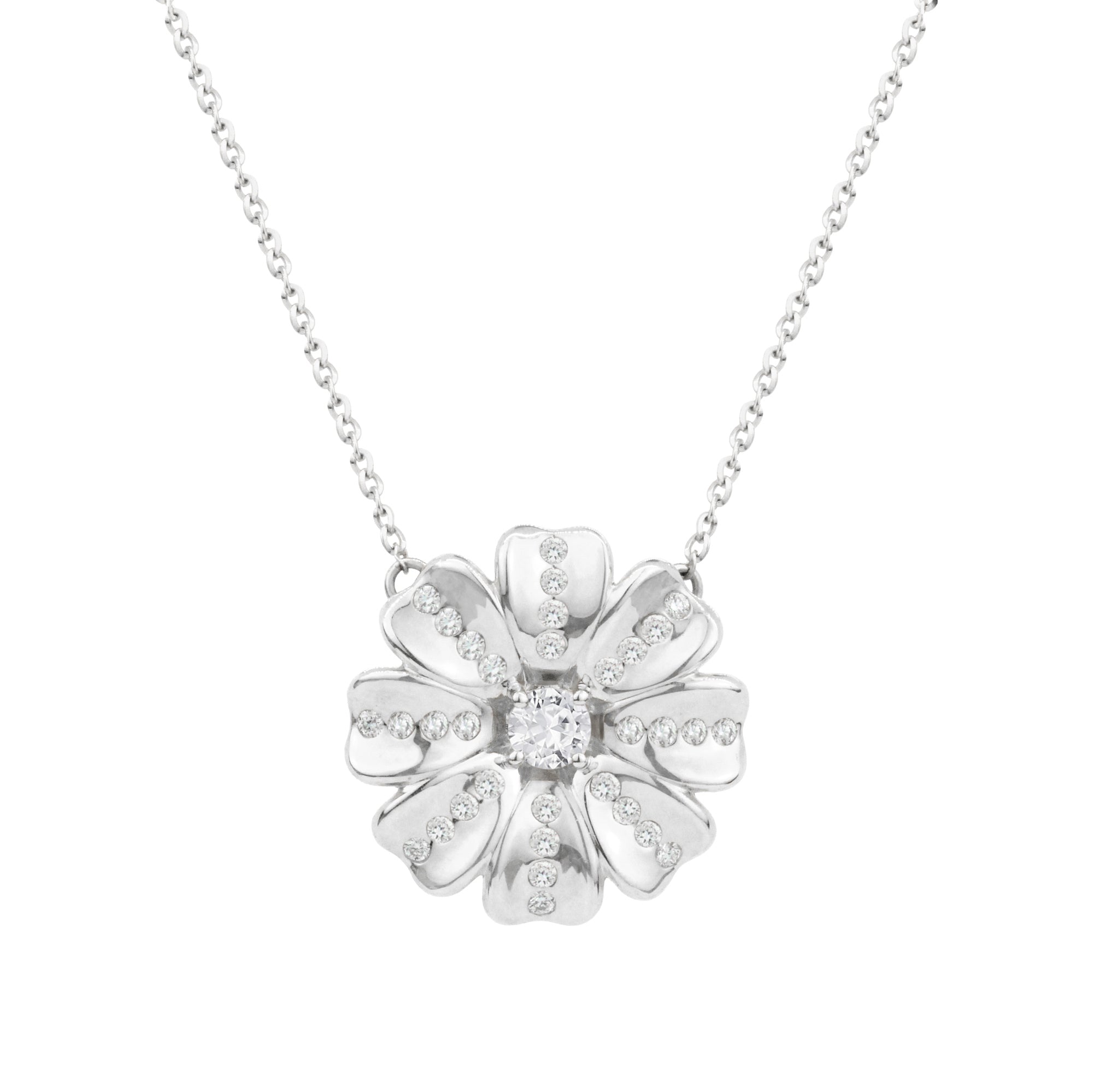 Gemstone 18K Poppy Flower Necklace