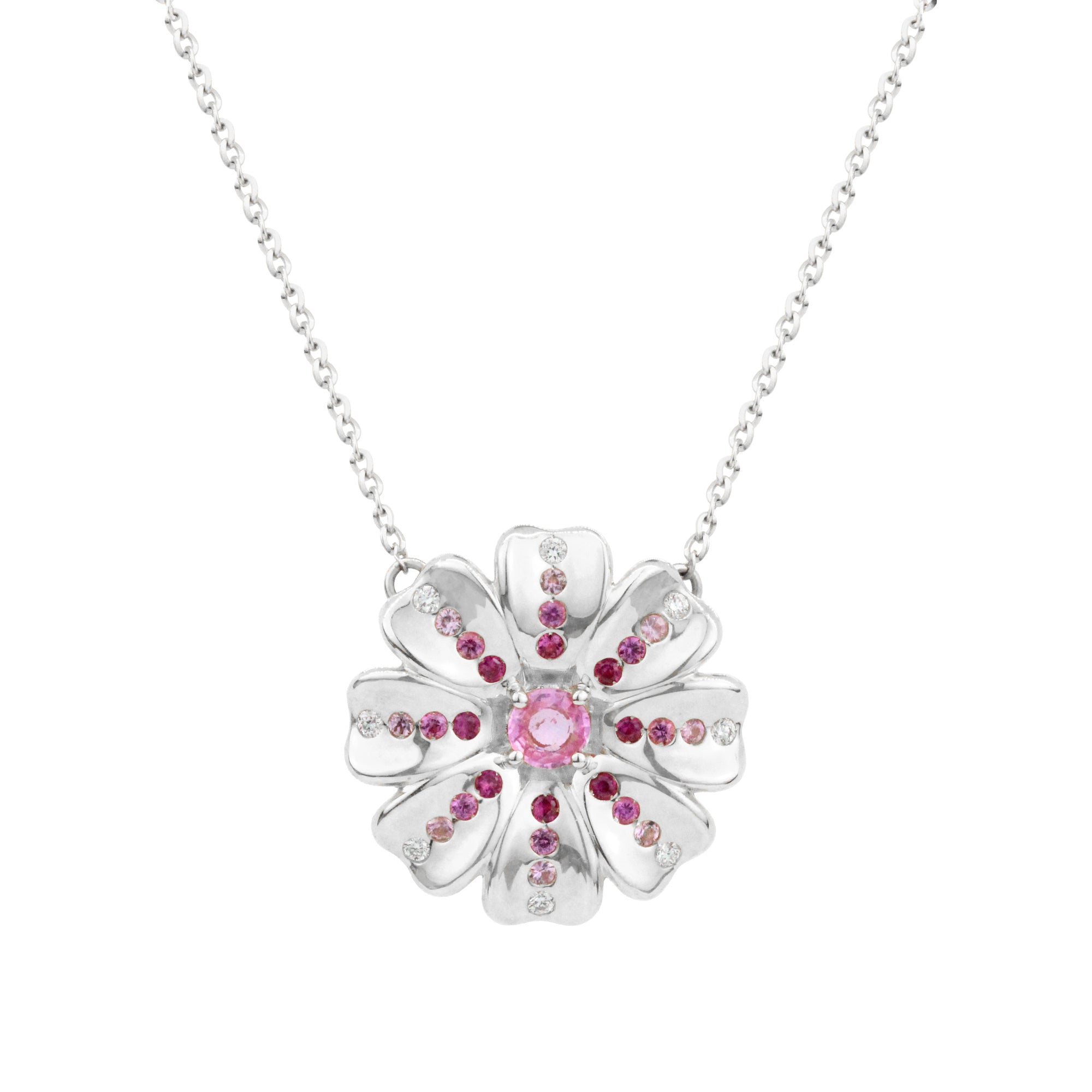 Gemstone 18K Poppy Flower Necklace