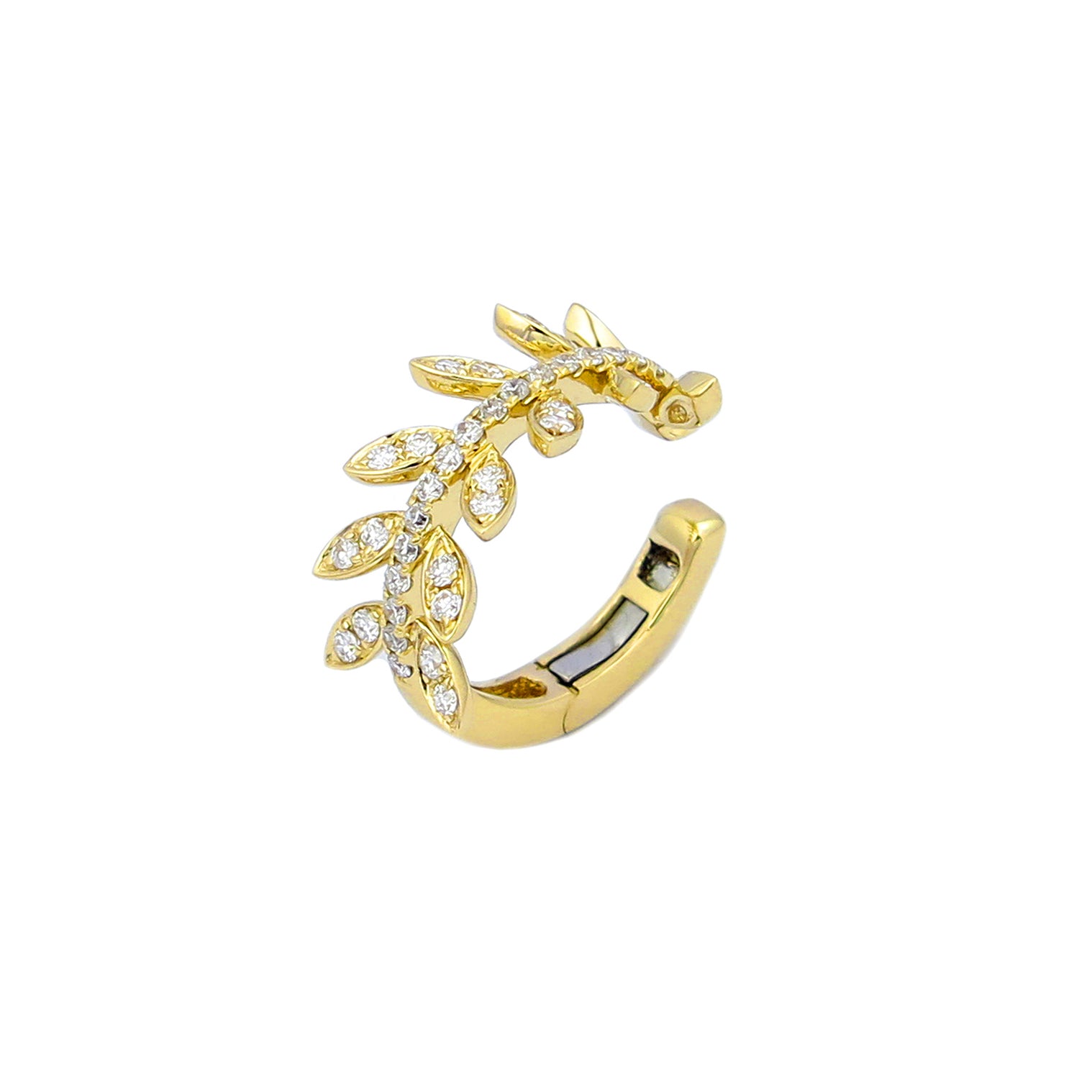 18K Diamond Leaf Ear Cuff