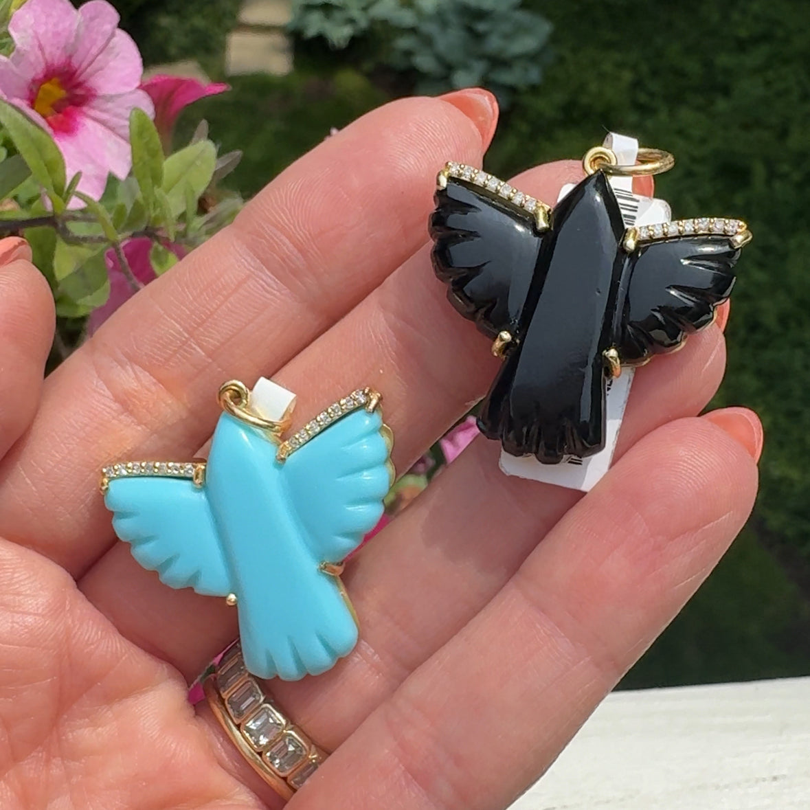 Onyx 14K Firebird Pendant