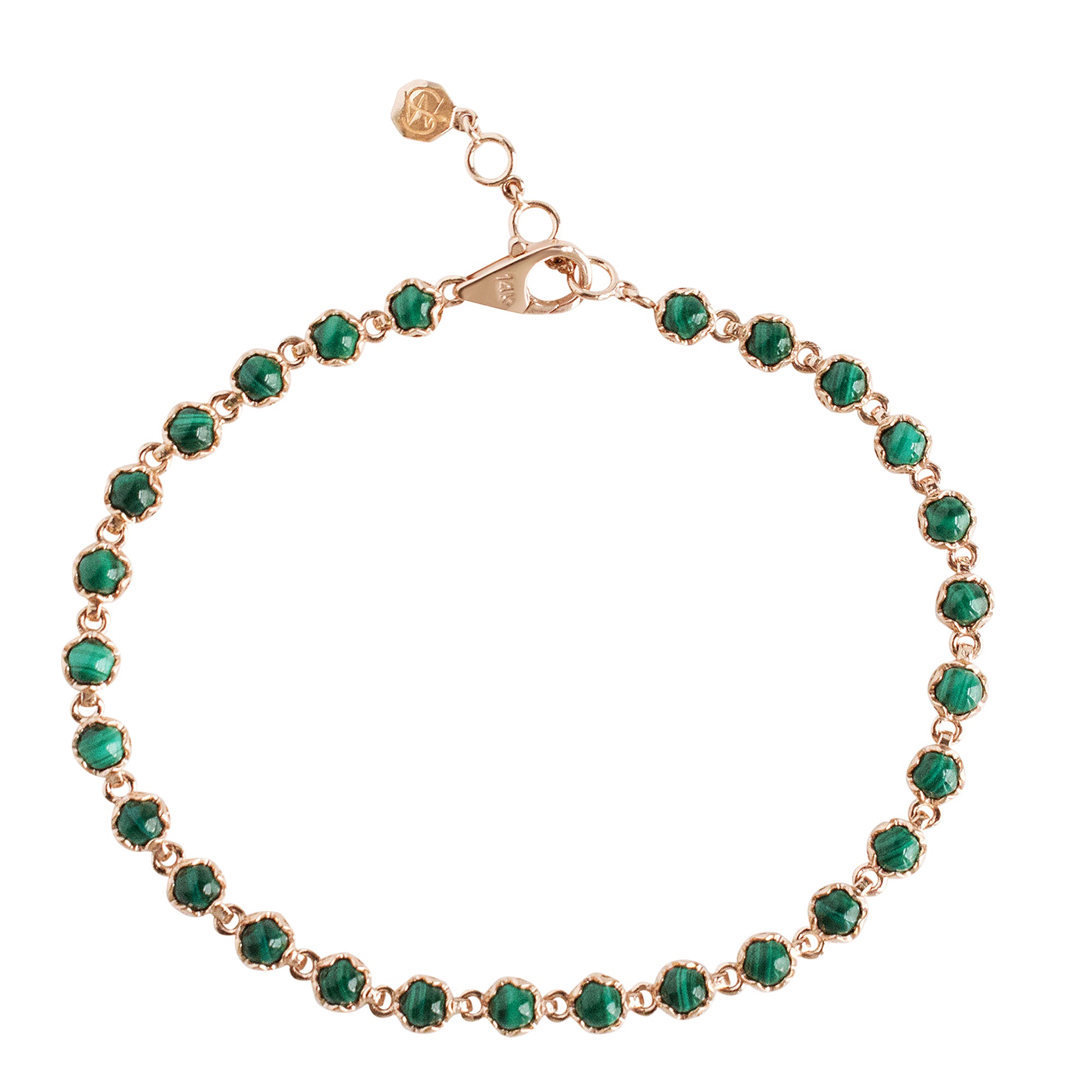 Pulsera de piedras preciosas de 14 quilates con engaste de bisel