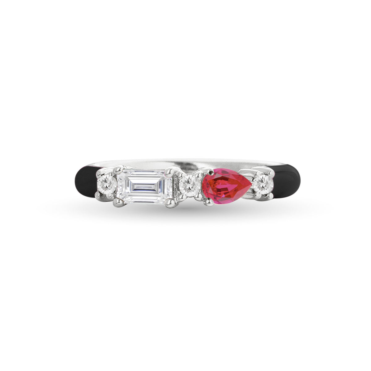 Gemstone &amp; Diamond 14K Enamel Ring