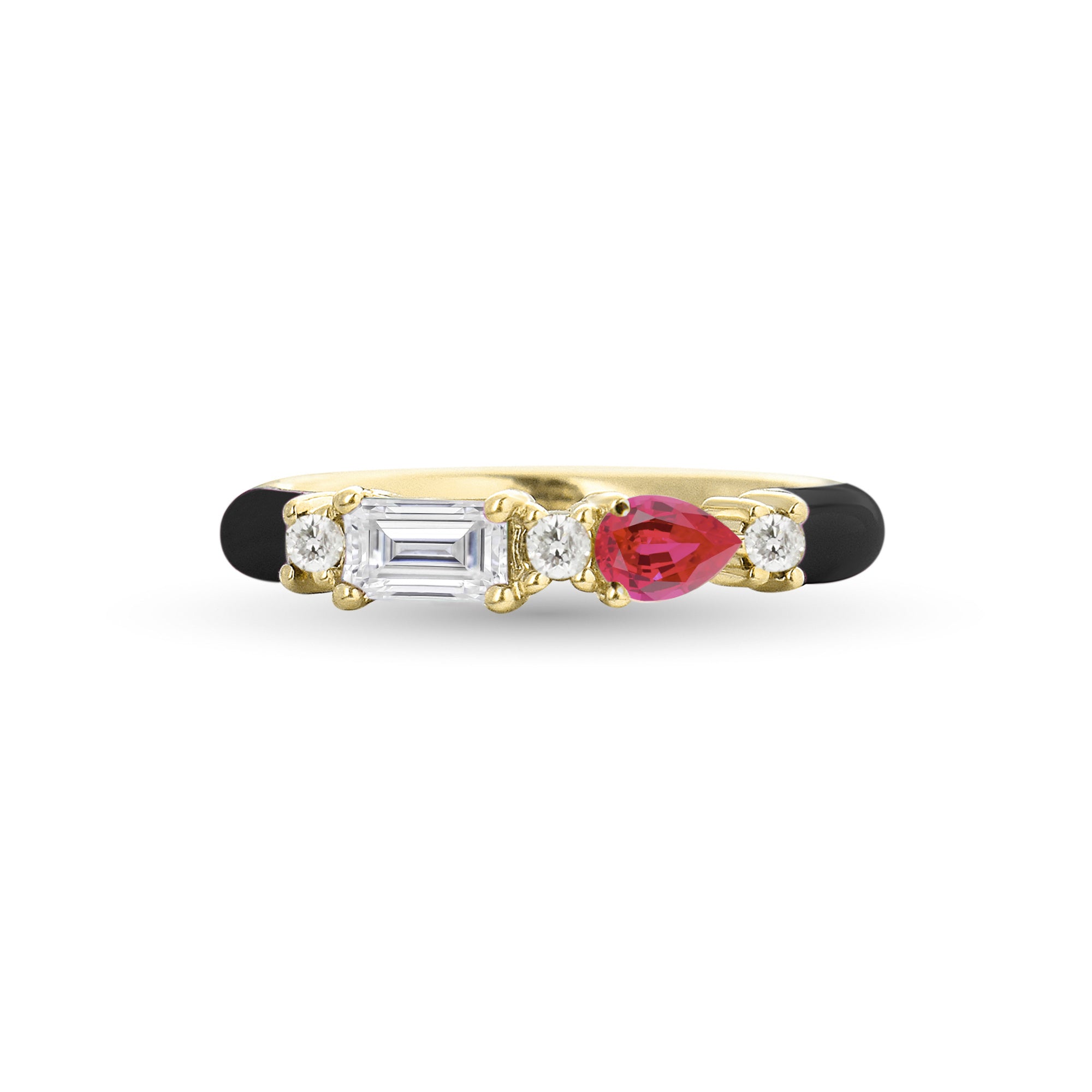 Stevie Wren 14K Yellow Gold Sapphire & Diamond Enamel Ring, Women's, Rings Diamond Rings