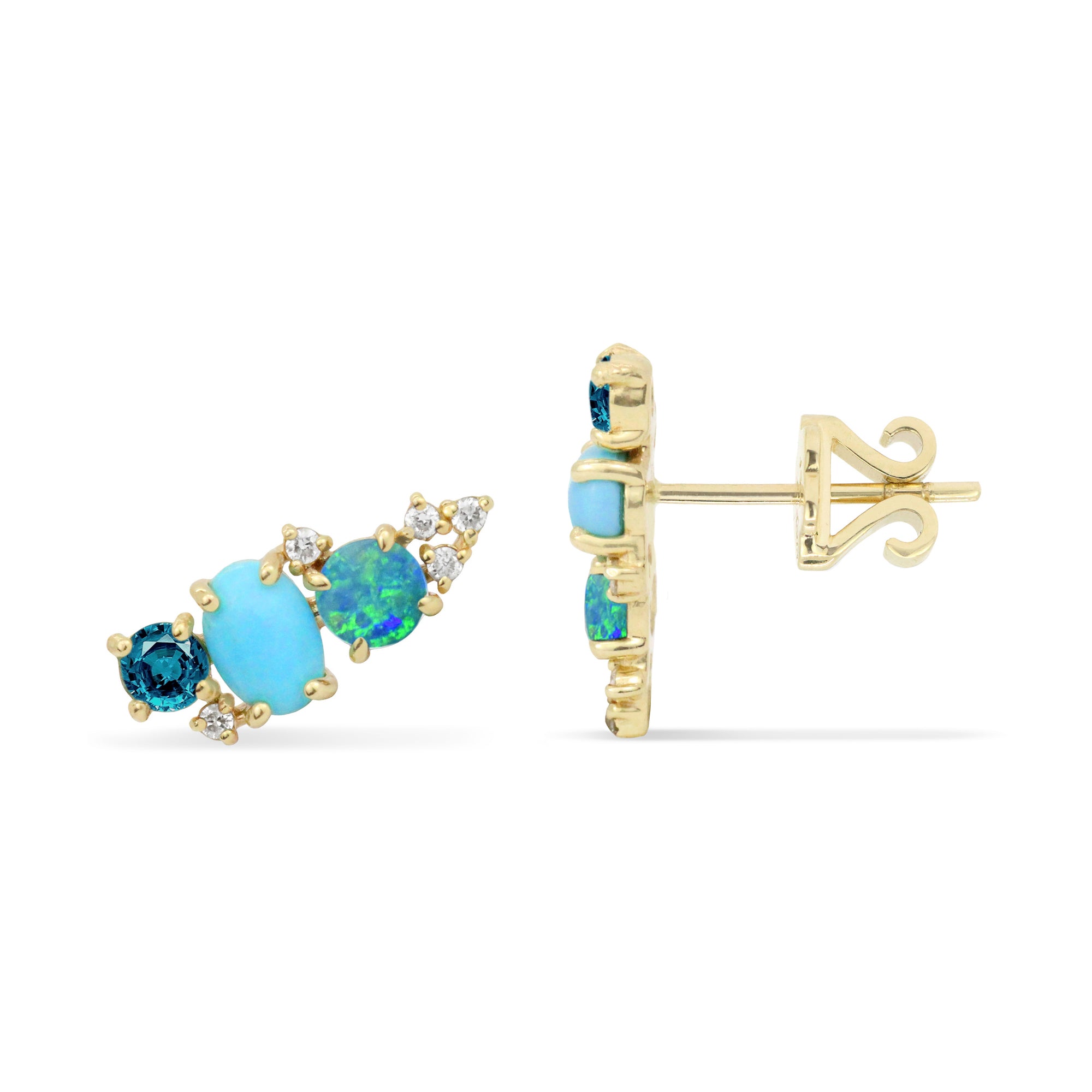 Gemstone & Diamond 14K Mini Ear Climber, Left